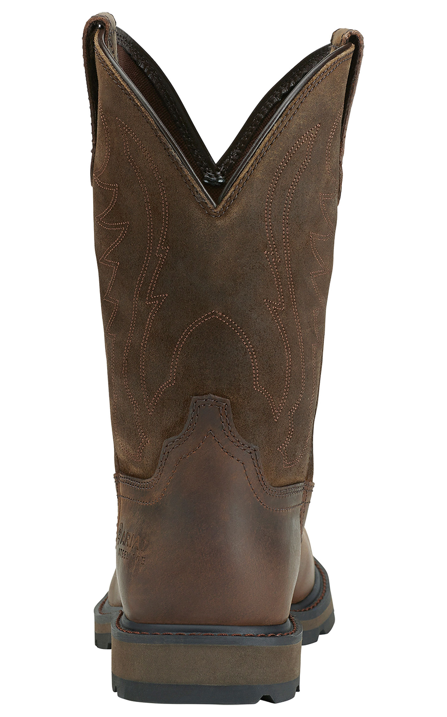 Ariat Men's Groundbreaker Distressed Brown Round Steel Toe Work Boot - Image 1