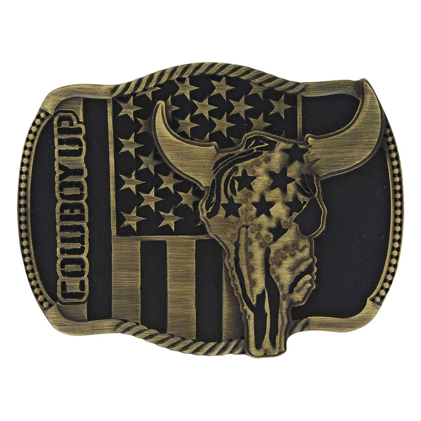 Montana Silversmith Attitude Brass Cowboy Up Belt Buckle - Image 1