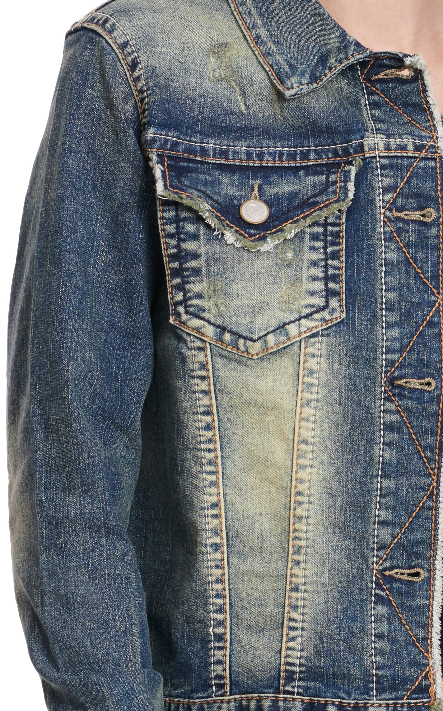 Rockin' C Women's Medium Wash with Frayed Edge Denim Jacket - Image 1