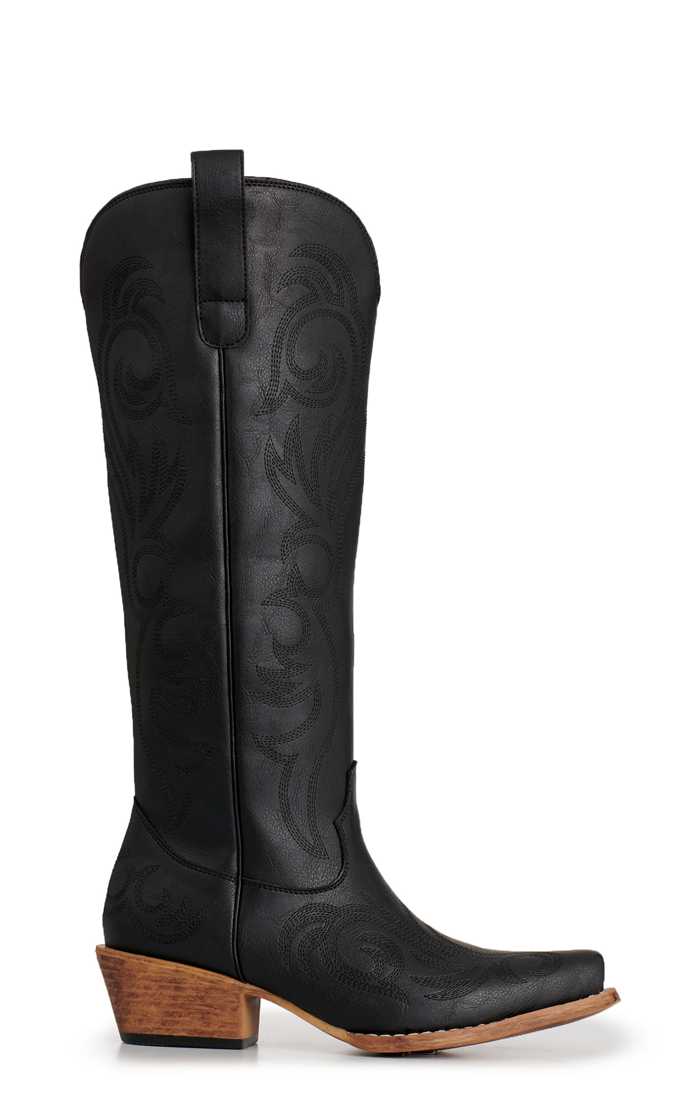 Roper Women's Black Faux Leather Scroll Snip Toe Cowboy Boots - Image 1