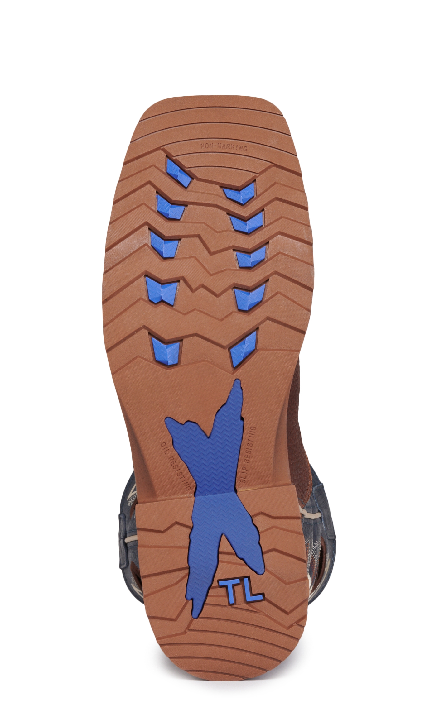 Tony Lama Men's Brown and Blue Square Toe Work Boots - Image 1