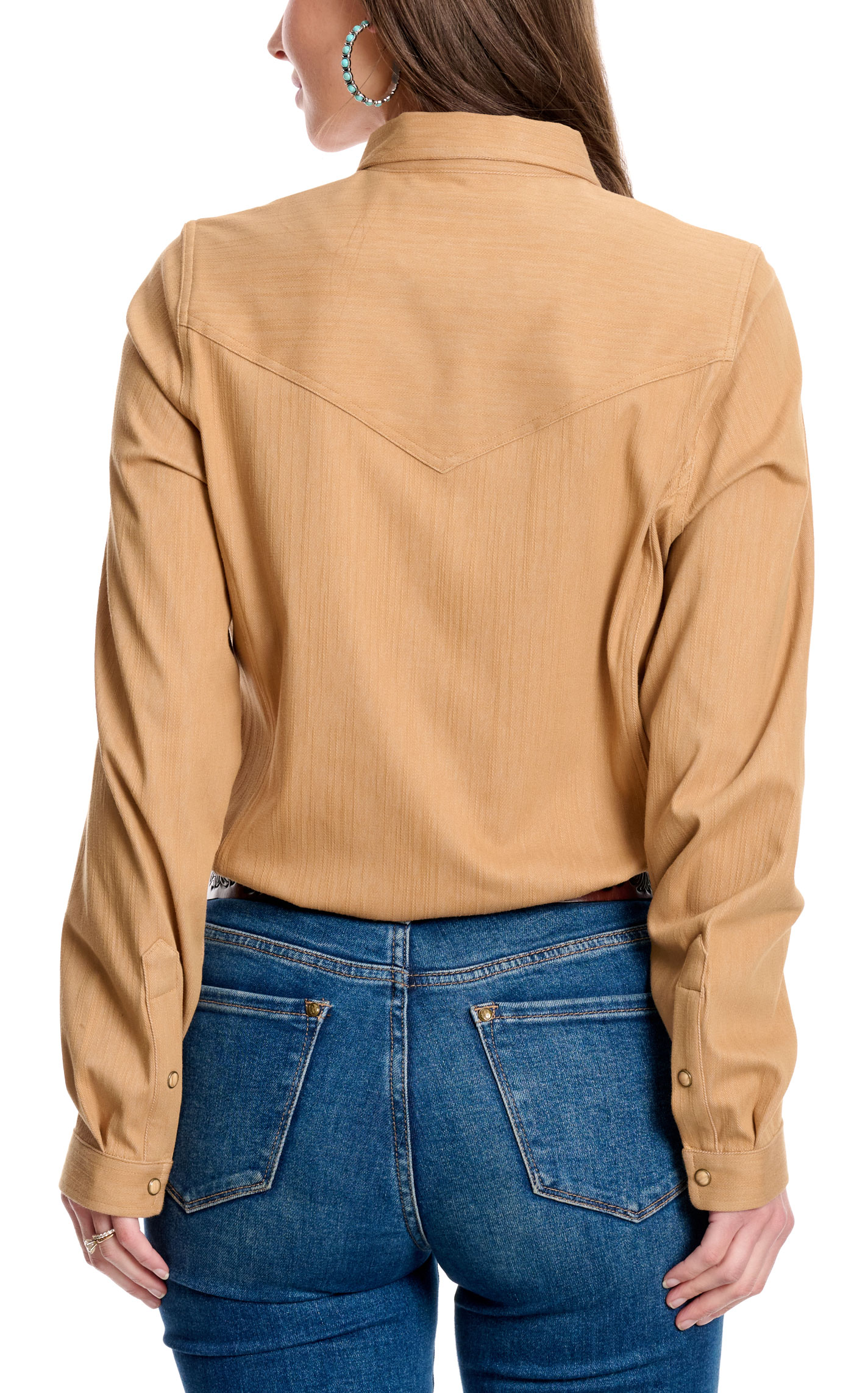 Outback Trading Co. Women's Kat Dark Khaki Denim Long Sleeve Western Shirt - Image 1