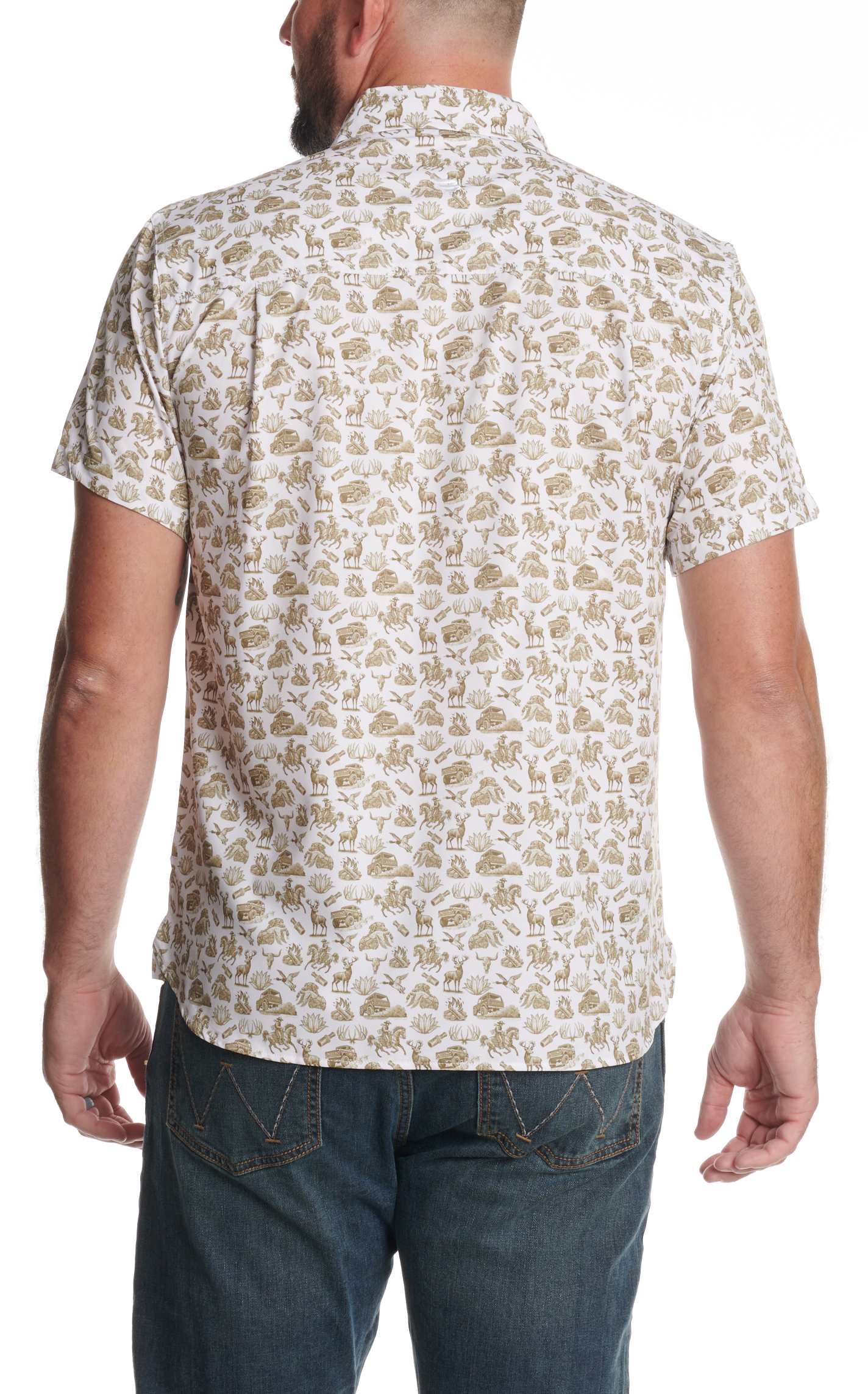 Burlebo Men's Performance White Into The Wild Print Shirt - Image 1