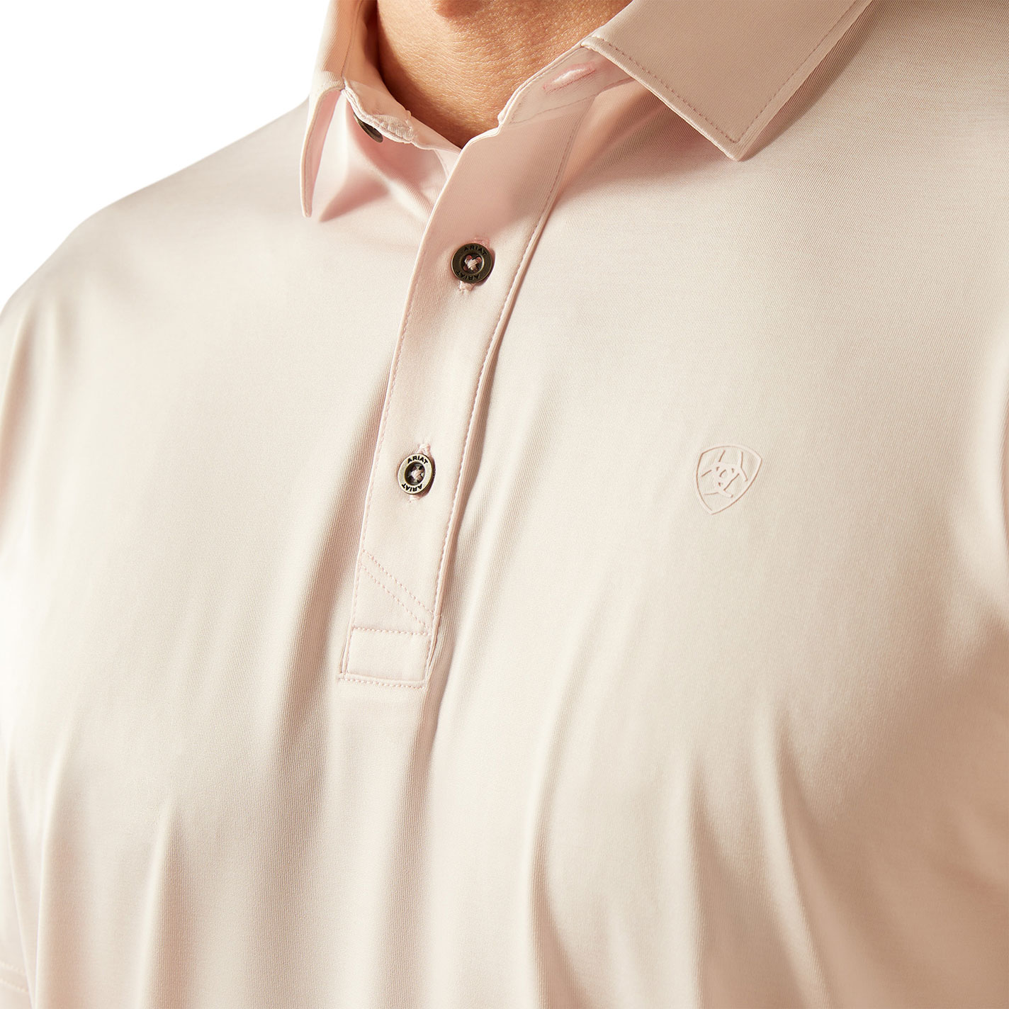 Ariat Men's AriatTEK Pale Pink Polo Shirt - Image 1