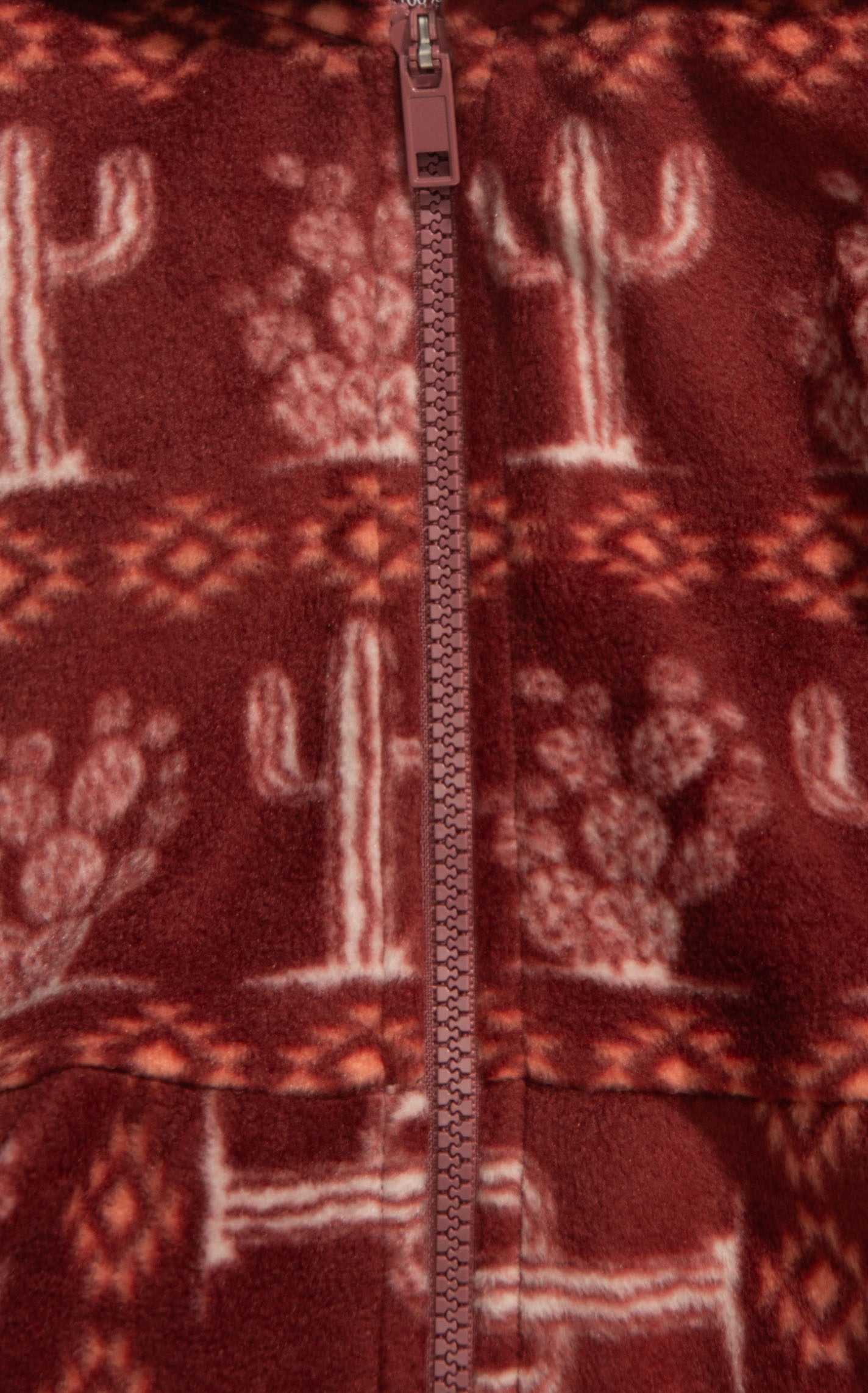 Wrangler Toddler Girl's Soft Burgundy & Cream Aztec Cactus Fleece Zip Hoodie - Image 1