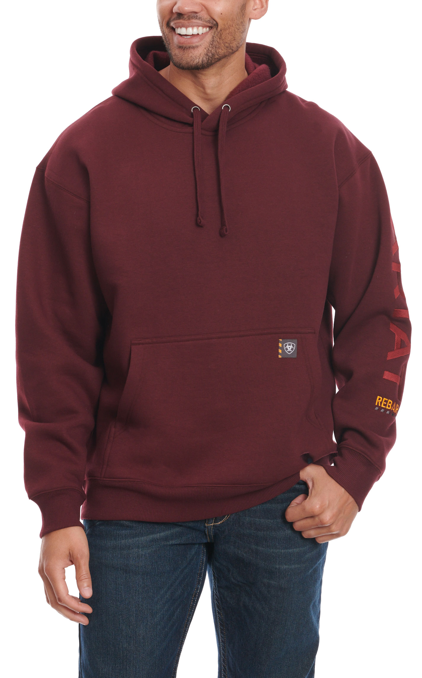 Ariat Rebar Men's Malbec 10 OZ All Weather Heavyweight Pullover Hoodie - Image 4