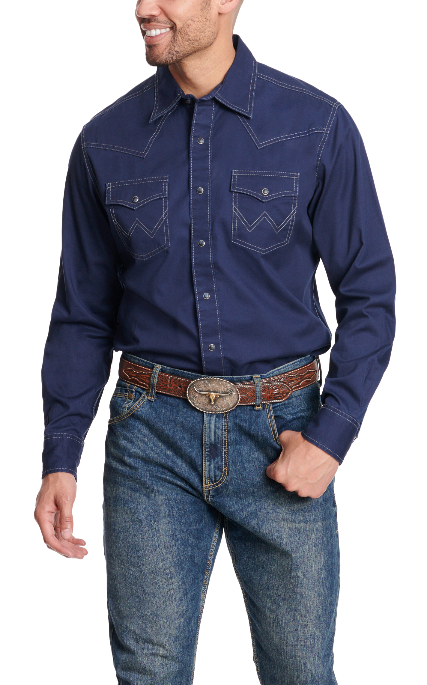 Wrangler Retro Men's Navy Western Shirt - Image 1