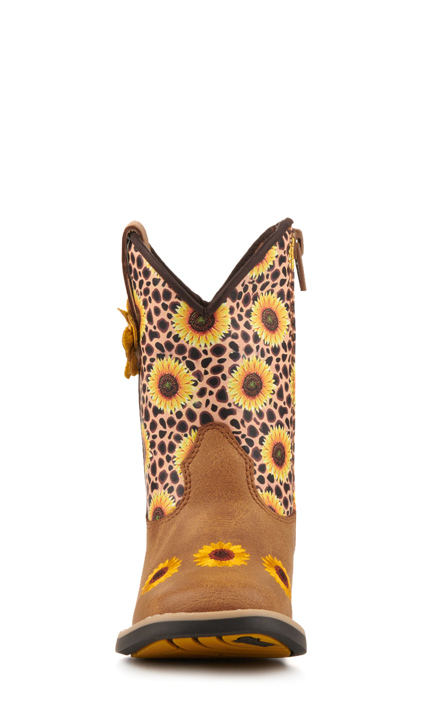 Twister Toddler Sunnie Tan and Cheetah Sunflowers Square Toe Cowboy Boots - Image 1