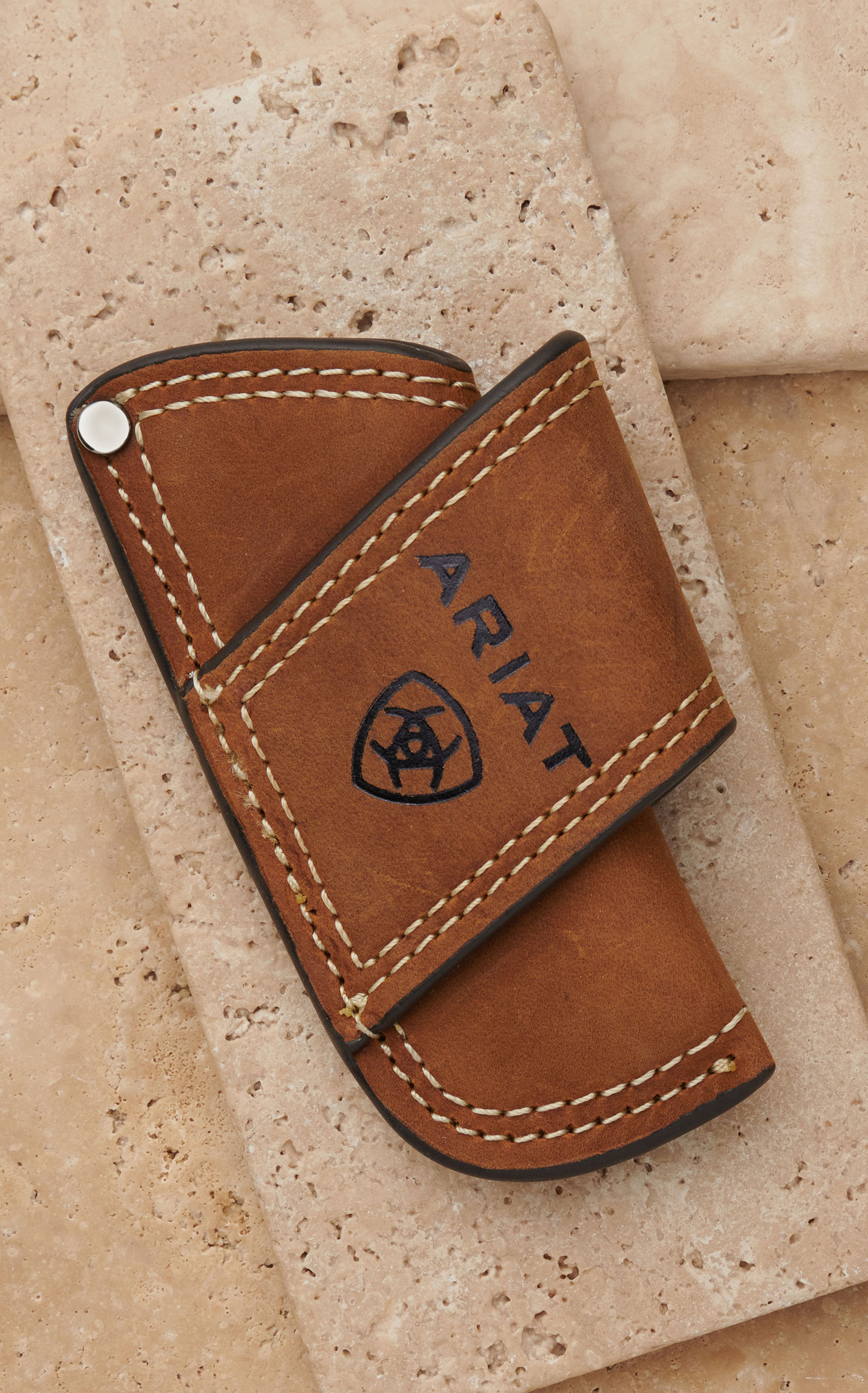 Ariat Brown Side Draw with Embossed Logo Knife Sheath - Image 1