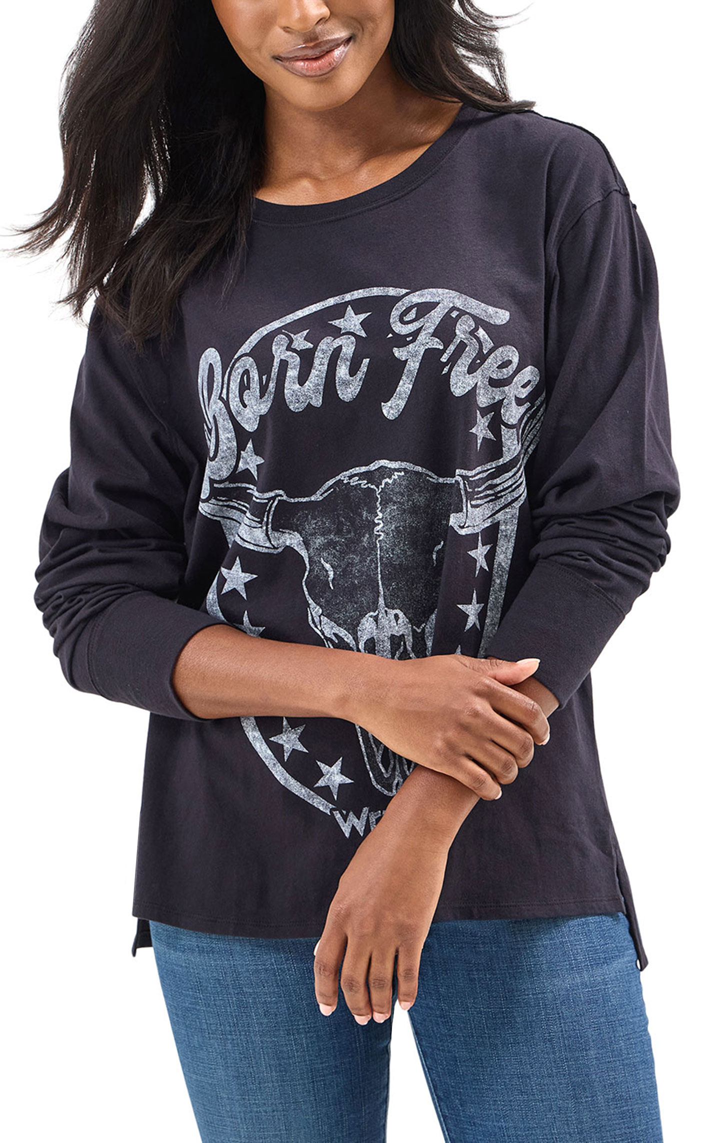 Wrangler Women's Black Born Free Graphic T-Shirt - Image 1