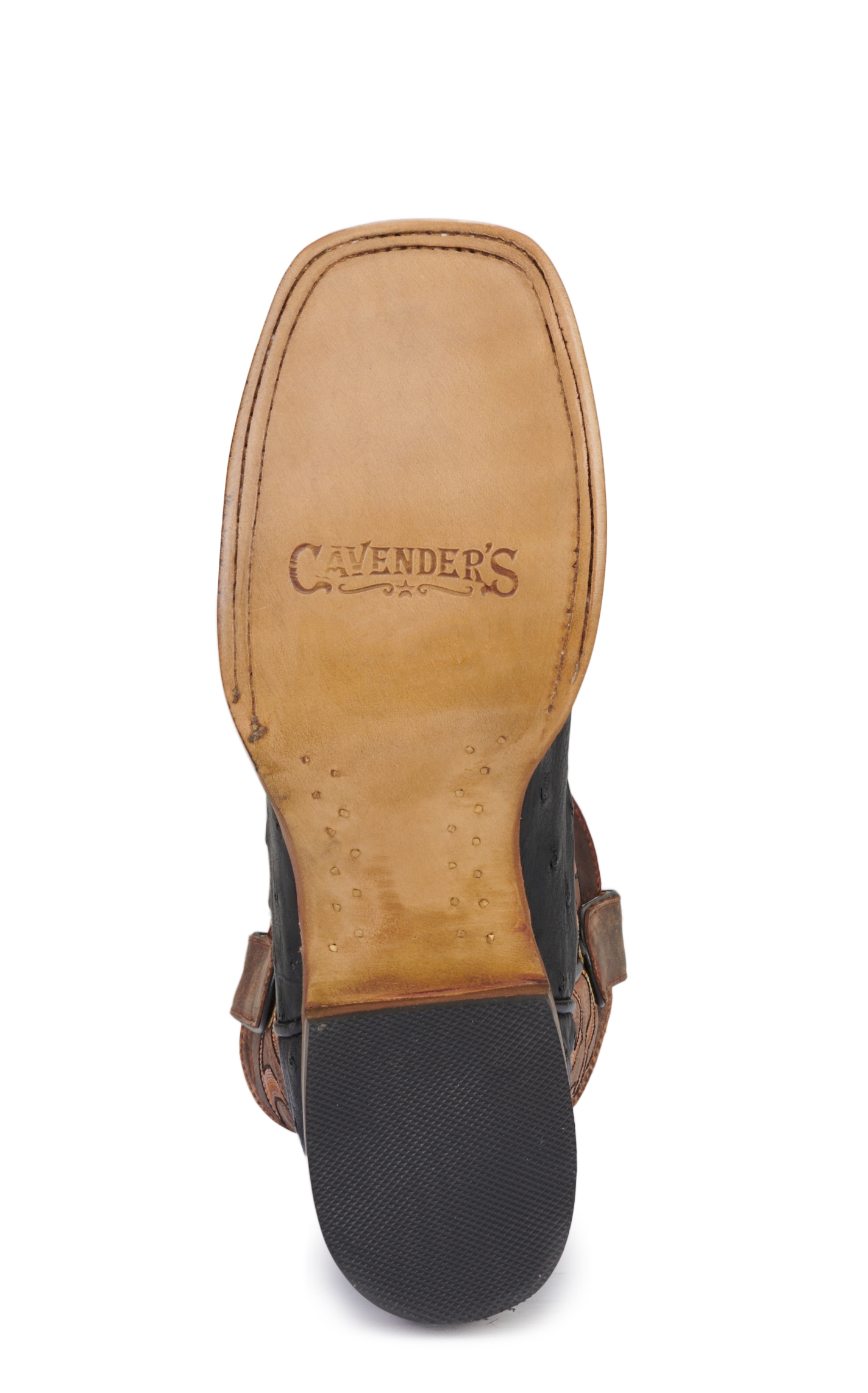 Cavender’s Women’s Brown Leather and Black Full Quill Ostrich Exotic Wide Square Toe Cowboy Boots - Image 1