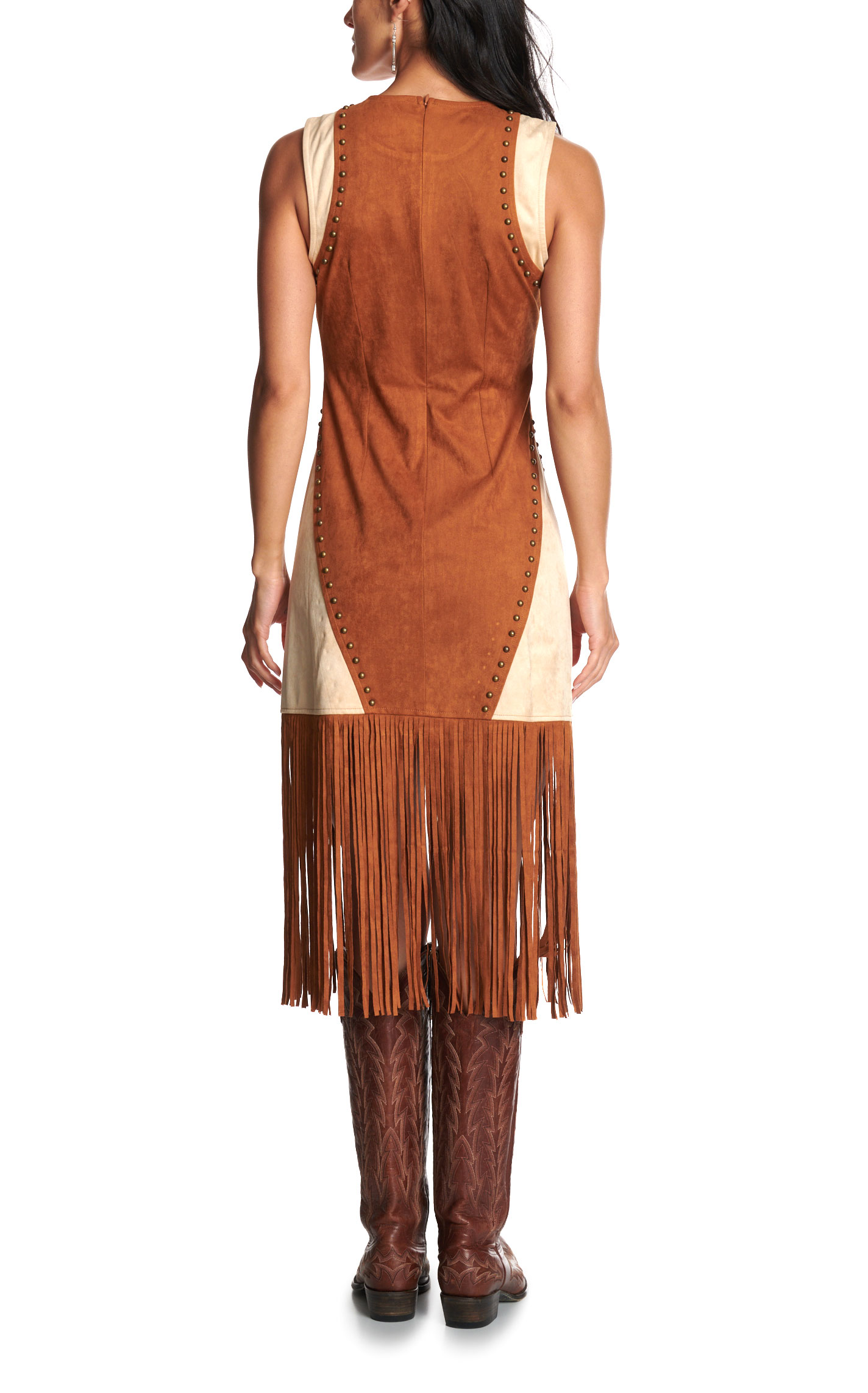 Blue B Women's Brown Two Tone Fringe Dress - Image 2