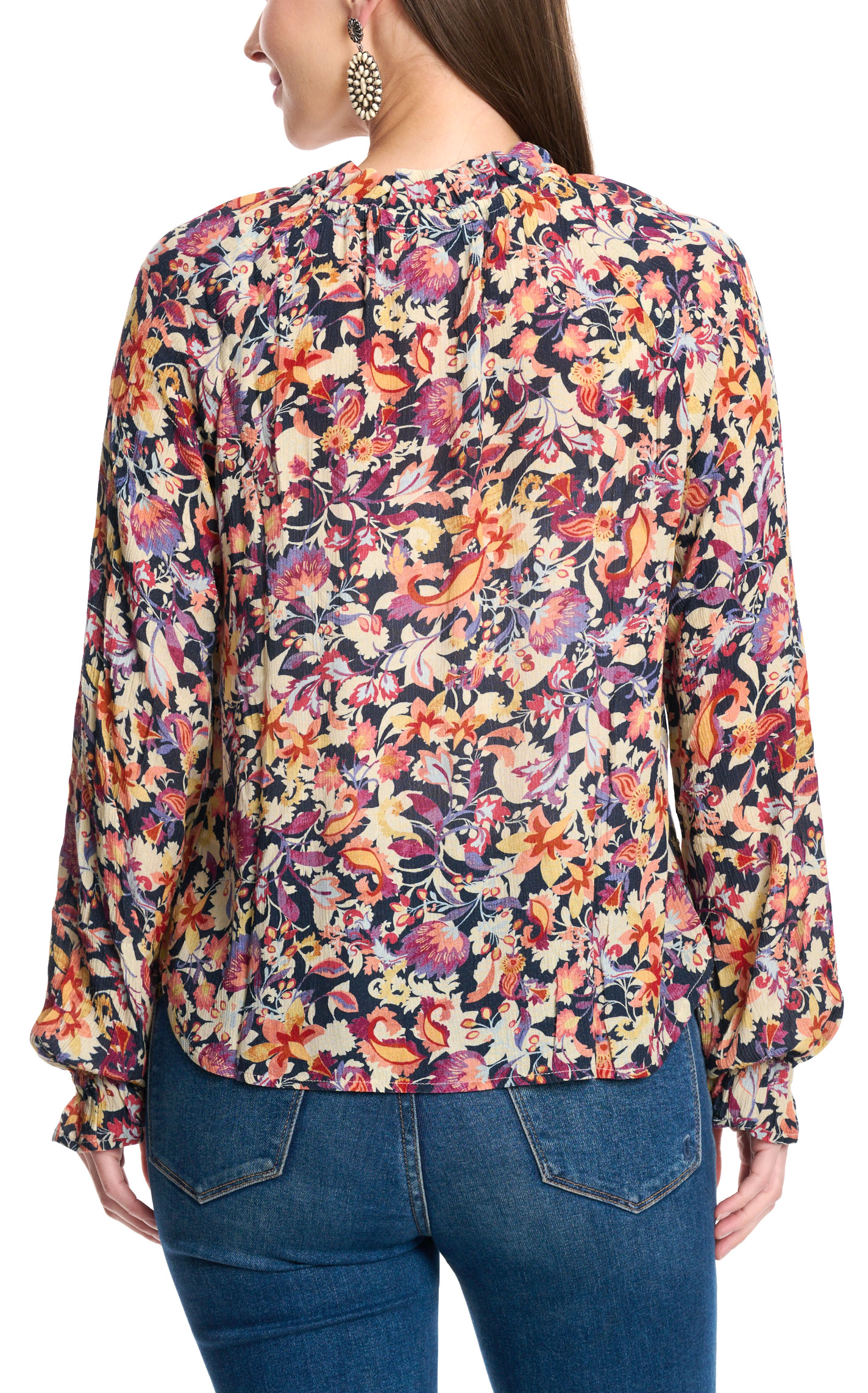 Another Love Women's Multi-Color Floral Tie-Neck Top - Image 1