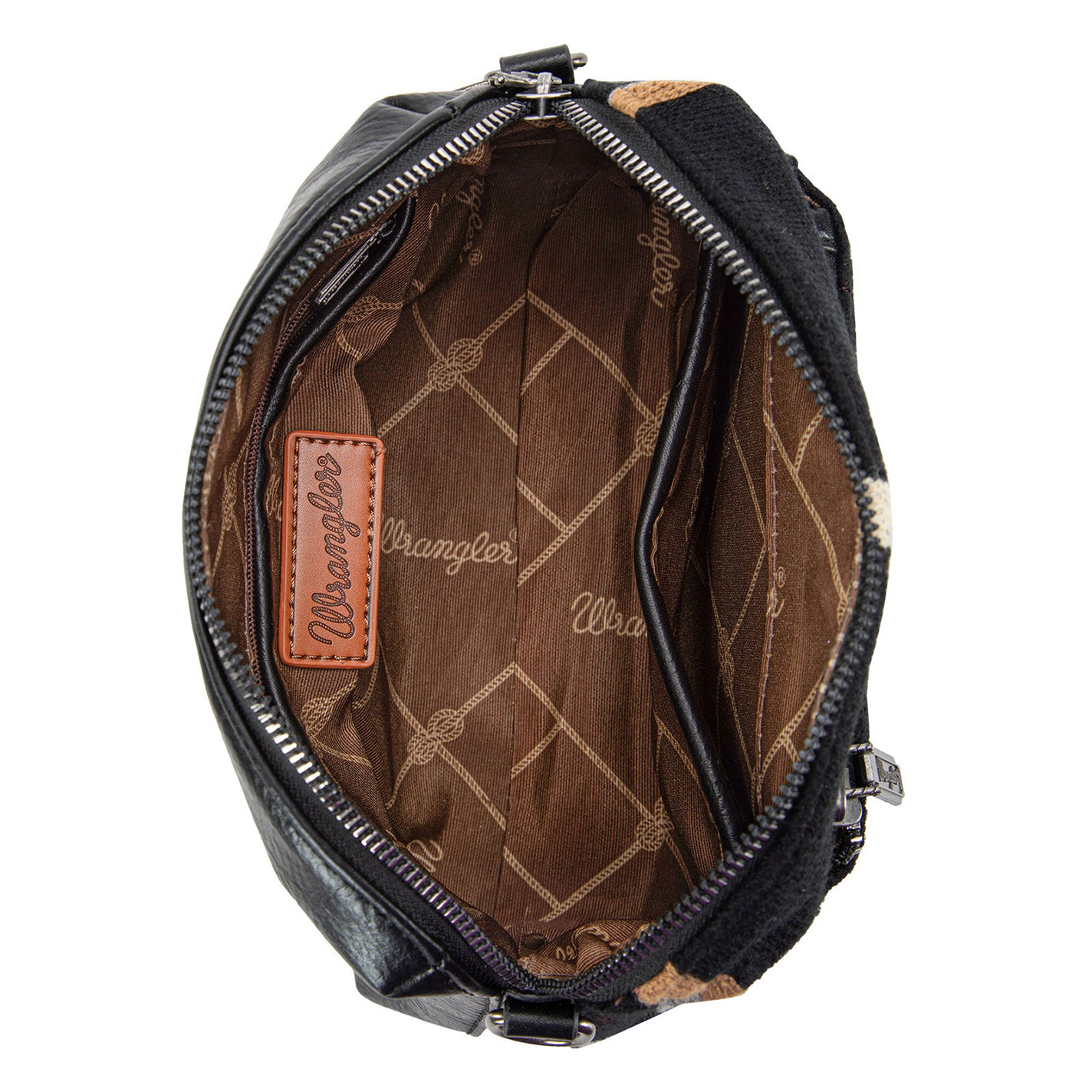 Wrangler Women's Black Woven Aztec Crossbody Bag With Guitar Strap - Image 1