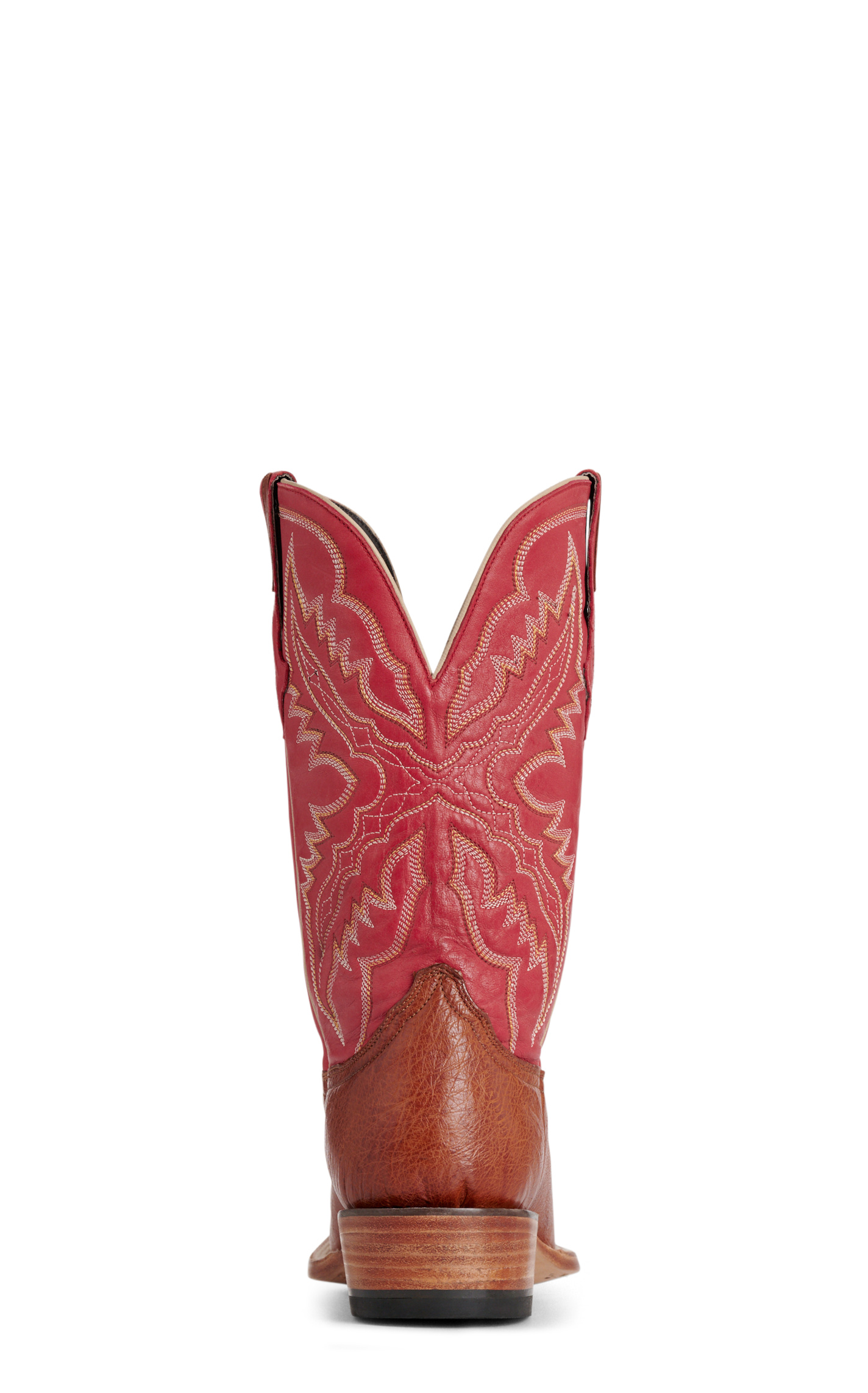 Resistol Men’s Mad Dog Cognac & Red Smooth Quill Ostrich Cutter Toe Cowboy Boots - Image 1
