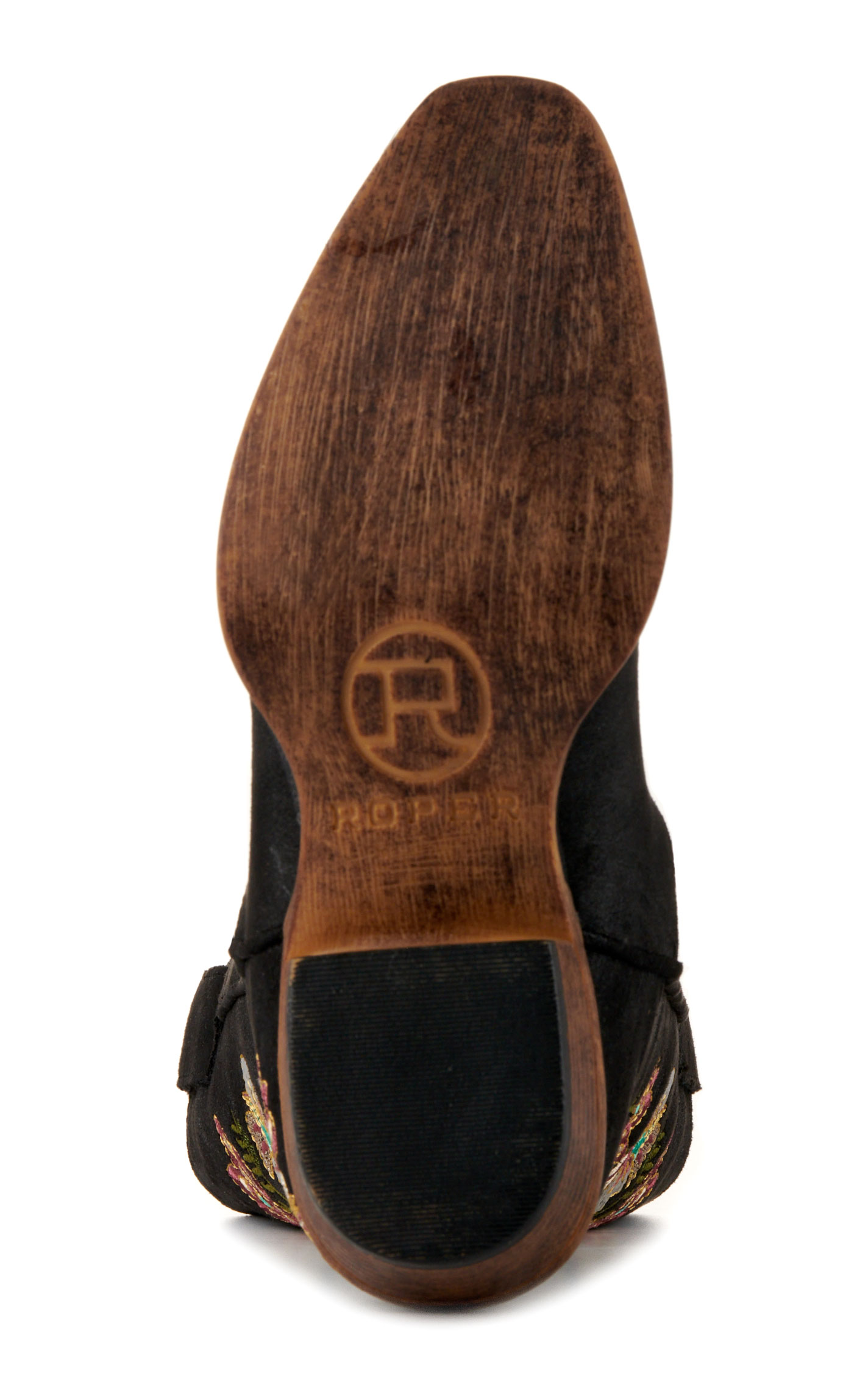 Roper Women's Riley Floral Black with Floral Embroidery Snip Toe Cowboy Boots - Image 1