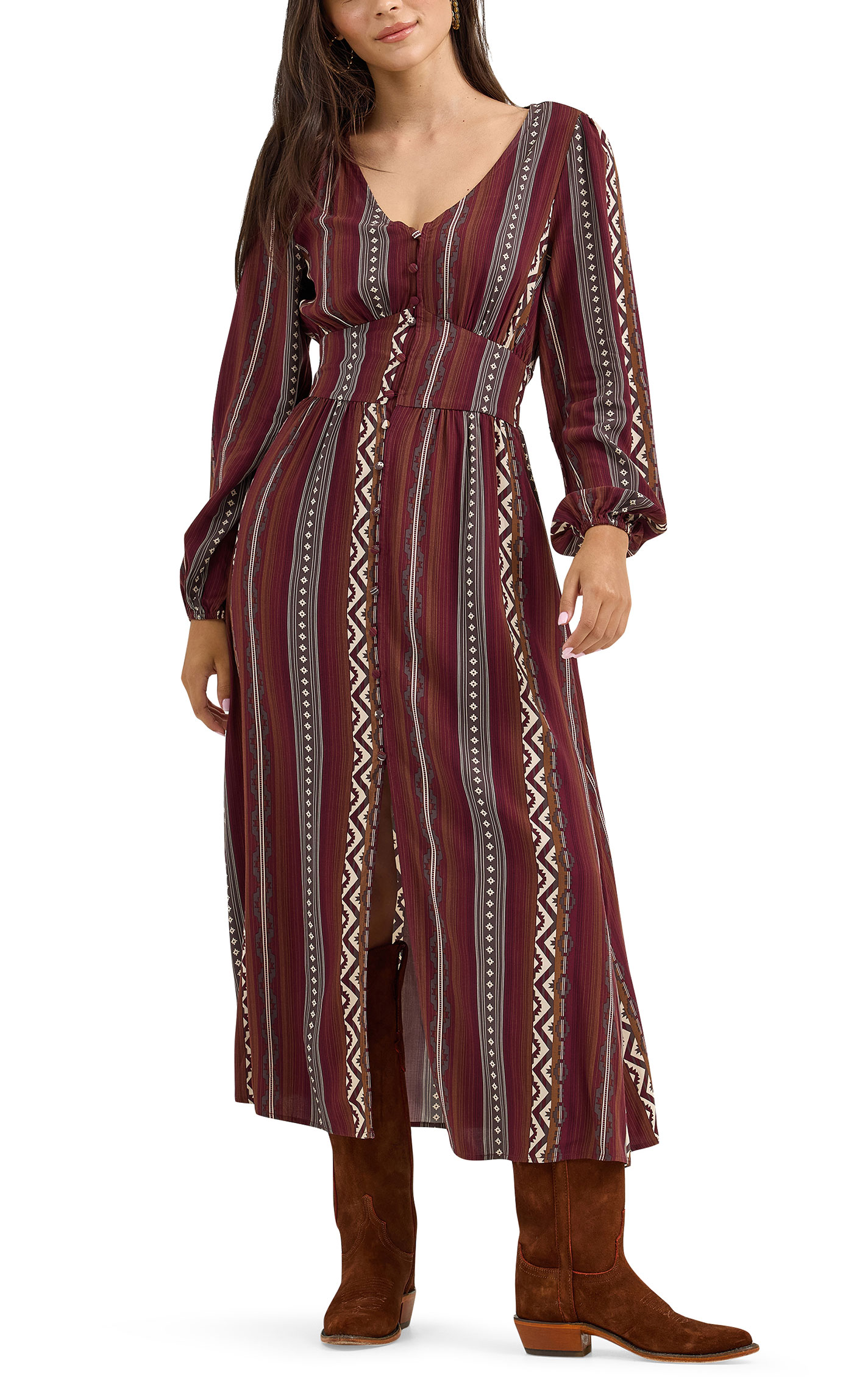 Wrangler Retro Women's Chocolate Aztec Stripe Dress - Image 3