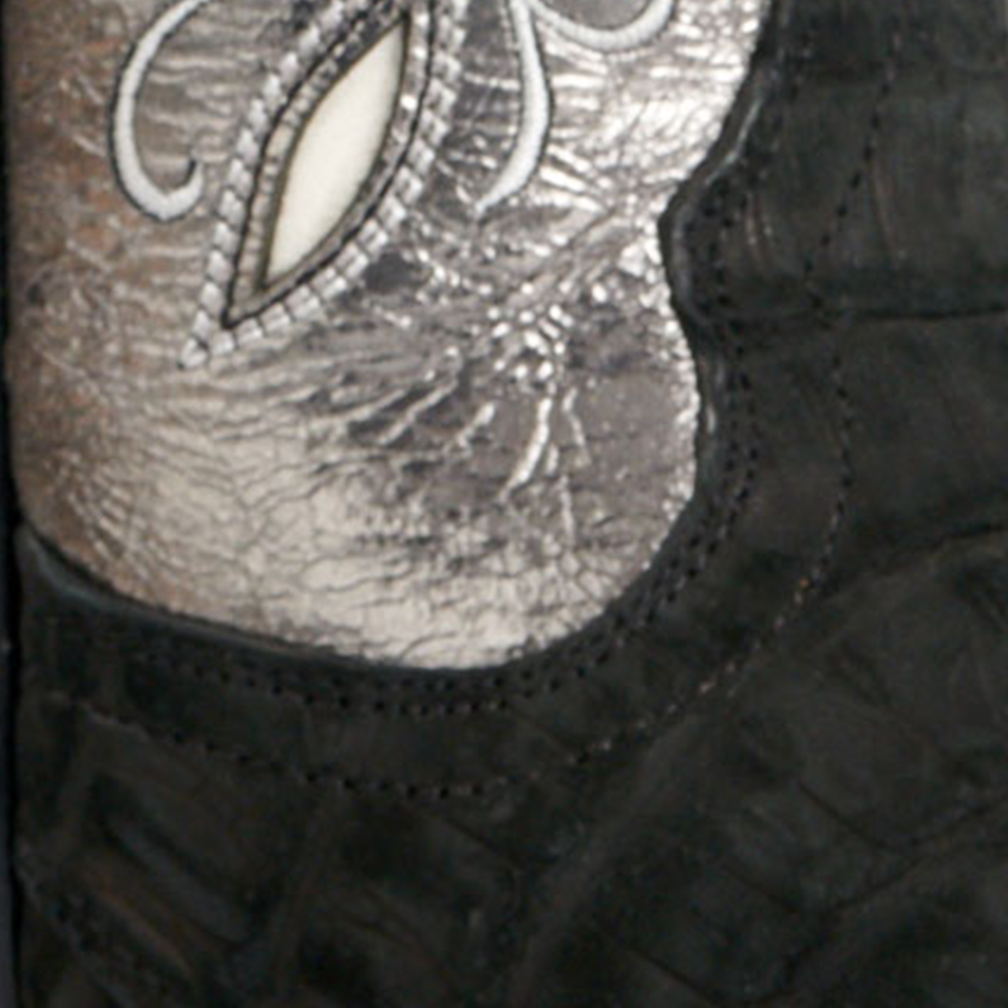 Ariat Women's Futurity Metallic Gray and Black Sueded Caiman Punchy Square Toe Exotic Cowboy Boots - Image 1