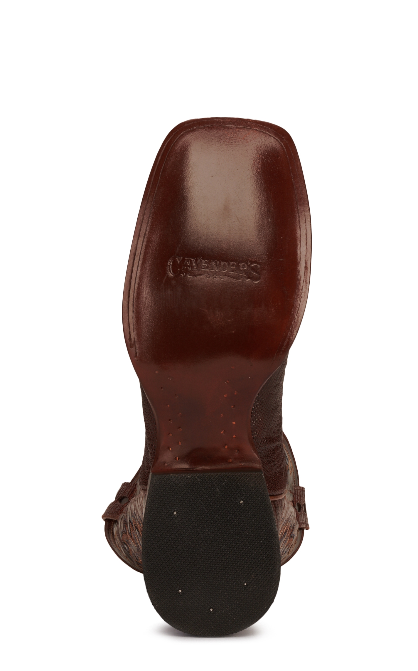 Cavender's Men's Antique Cafe Brown Ostrich Leg and Brass Wide Square Toe Exotic Cowboy Boots - Image 1