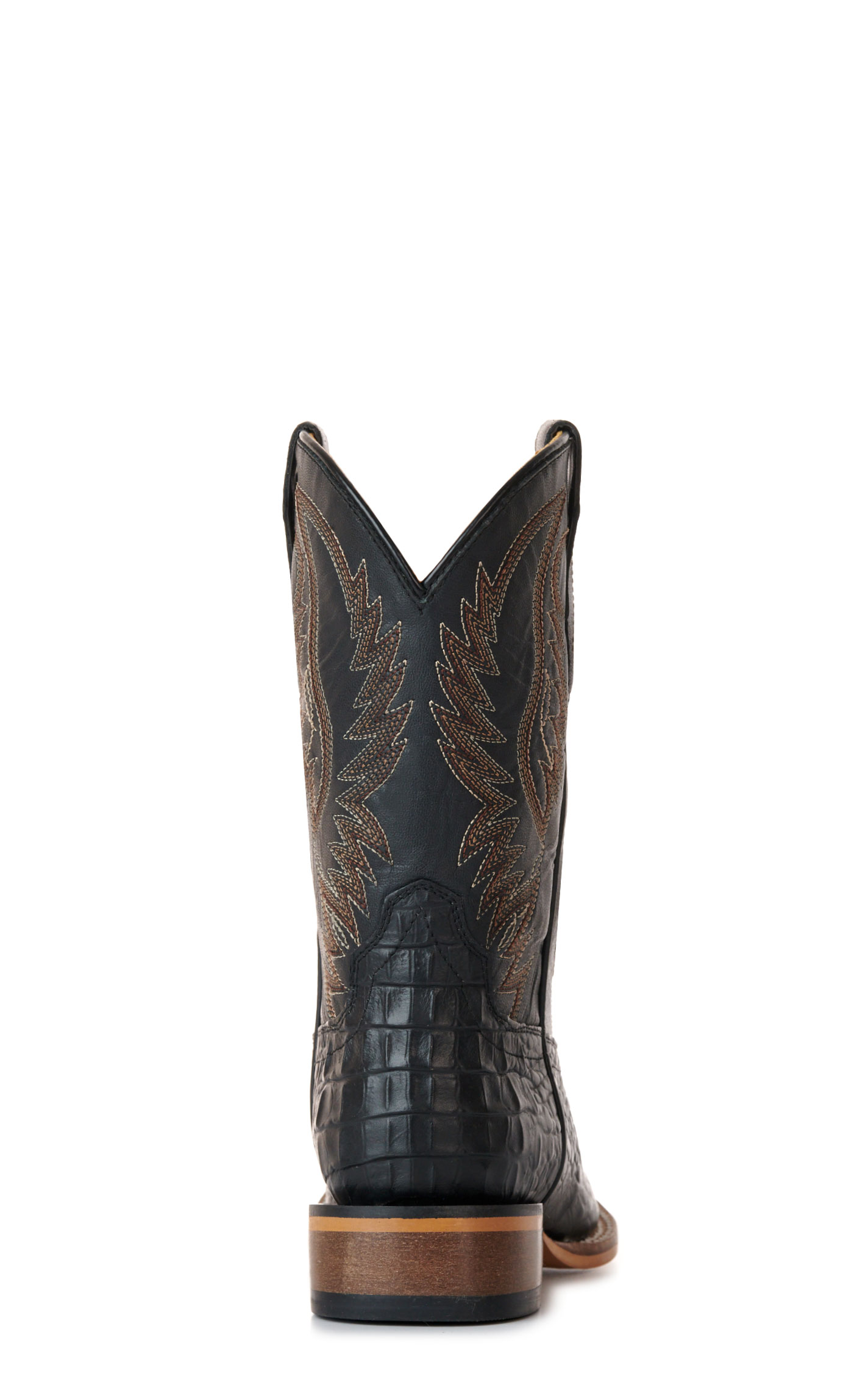 Cavender's Kids' Black Crocodile Print Wide Square Toe Cowboy Boots - Image 1