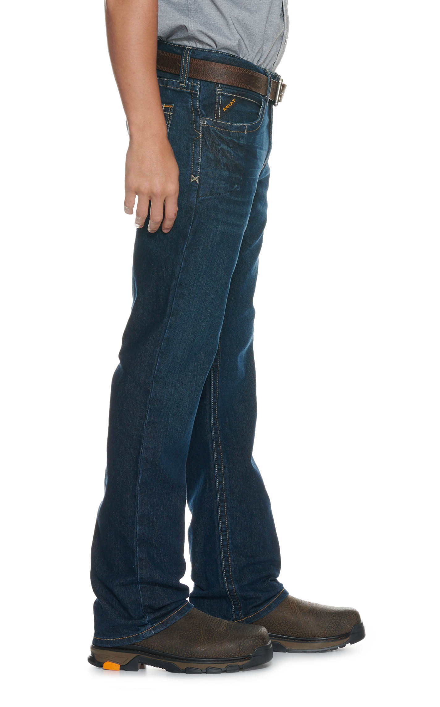 Ariat Men's Rebar M4 DuraStretch Dark Wash Relaxed Fit Boot Cut Work Jeans - Image 1