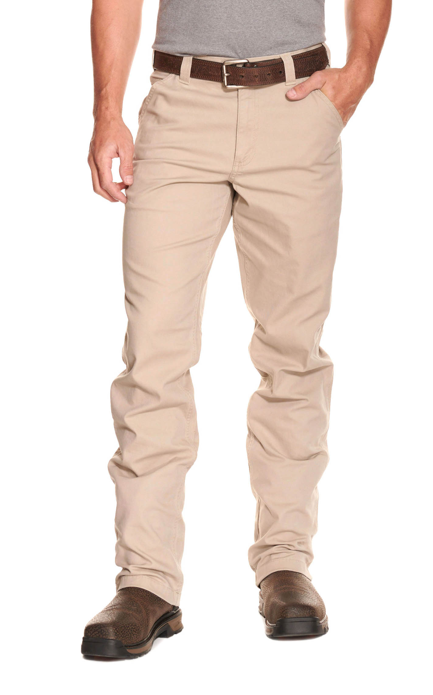 Carhartt Men's Tan Relaxed Fit Straight Leg Rugged Flex Stretch Canvas Work Pants - Image 1