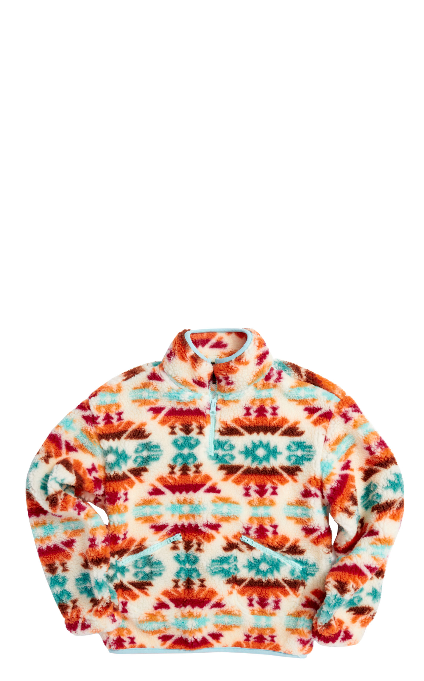 Rock & Roll Denim Girl's Cream & Colorful Aztec 1/4 Zip Pullover - Image 1