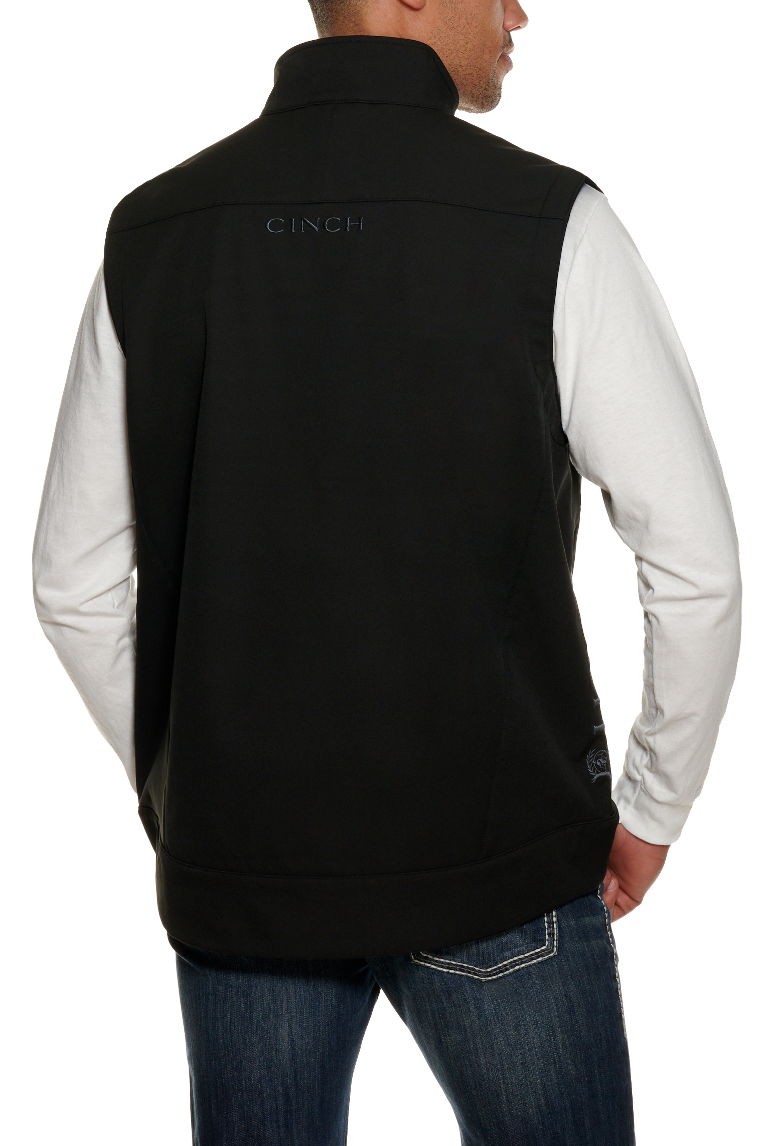 Cinch Men's Black & Gray Logo Bonded Vest - Image 1