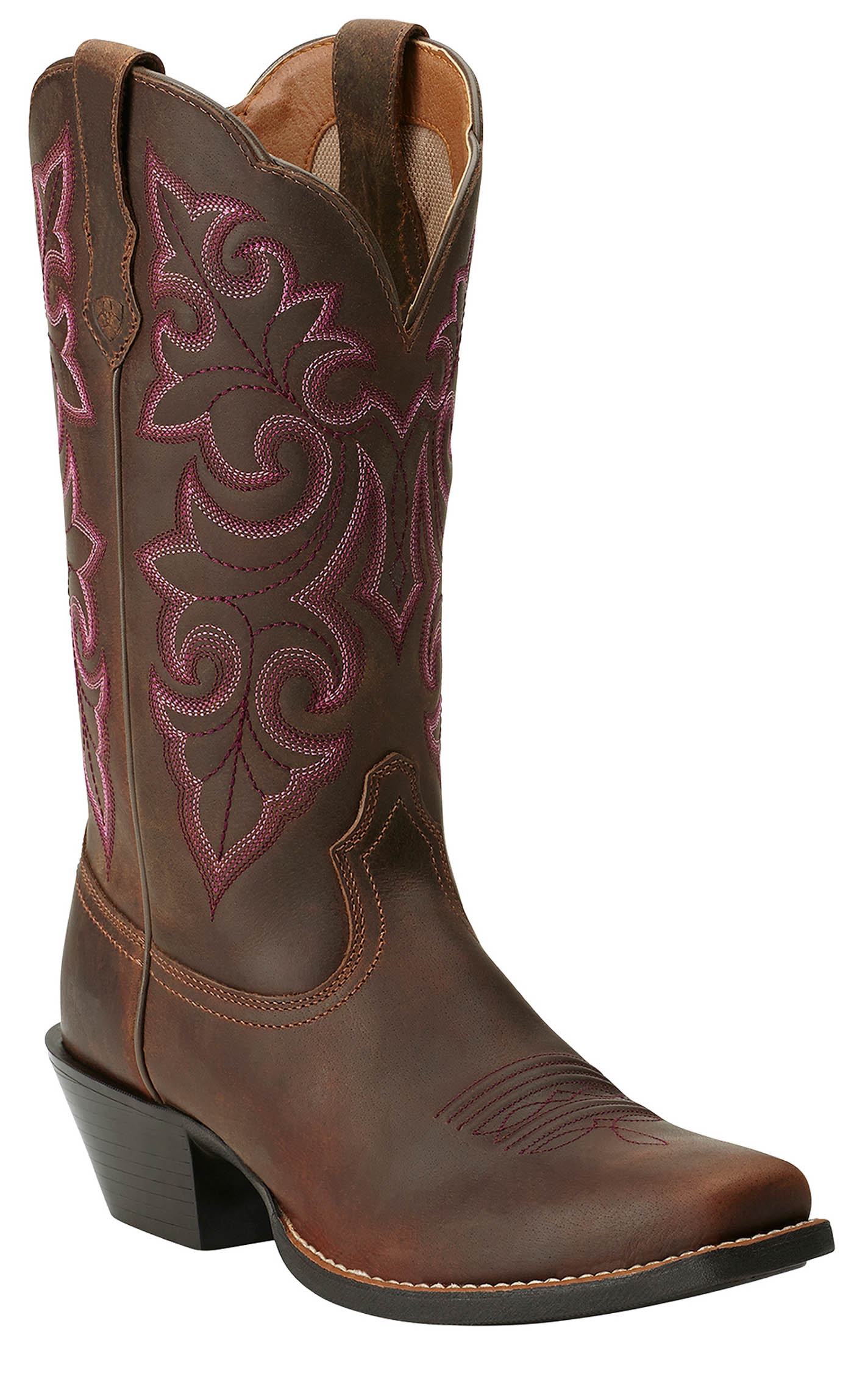Ariat Women's Powder Brown Round Up Punchy Square Toe Cowboy Boot - Image 1