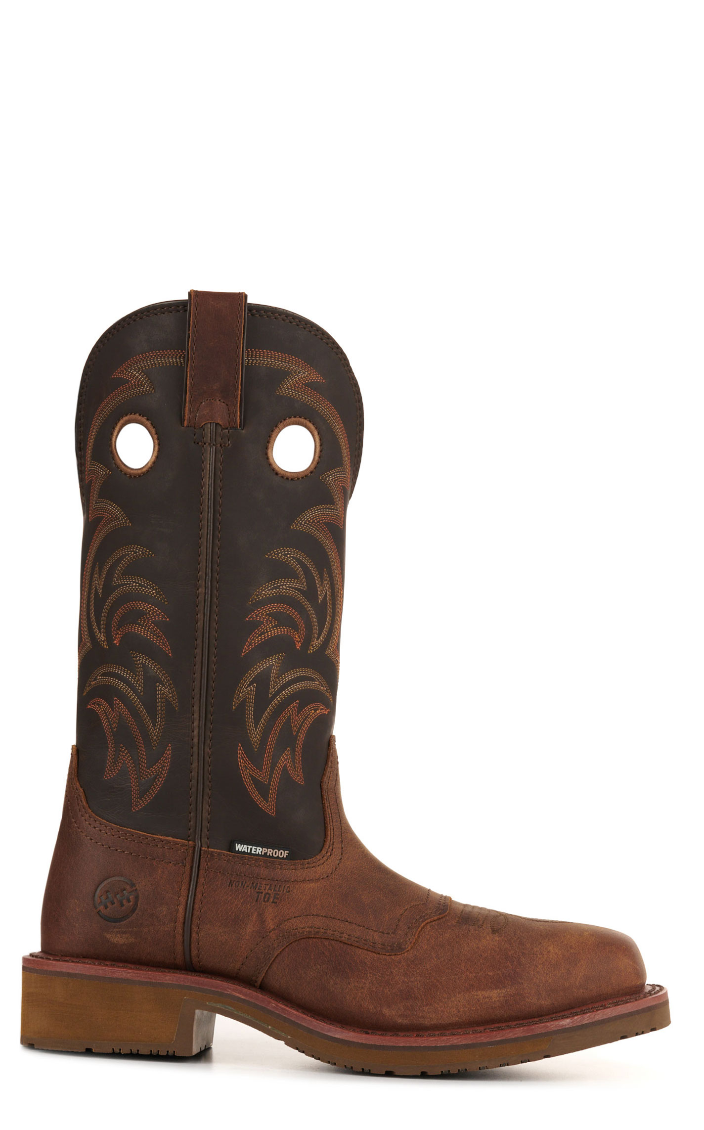 Double H Men's Tan and Chocolate Brown Waterproof Wide Square Composite Toe Work Boots - Image 1