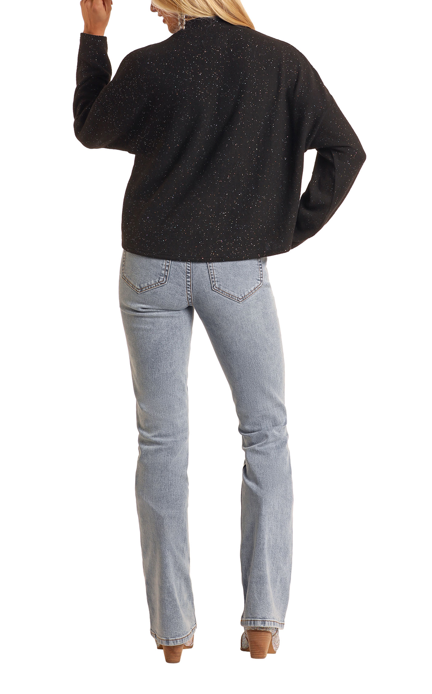Rock & Roll Denim Women's Black Glitter-Explosion Pullover - Image 1