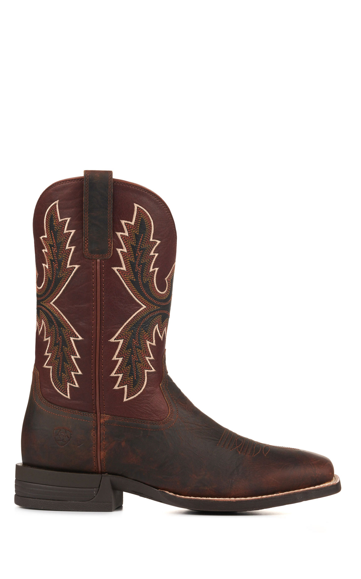 Ariat Men's Pay Window Tobacco Brown and Dark Red Shock Shield Wide Square Toe Cowboy Boots - Image 1