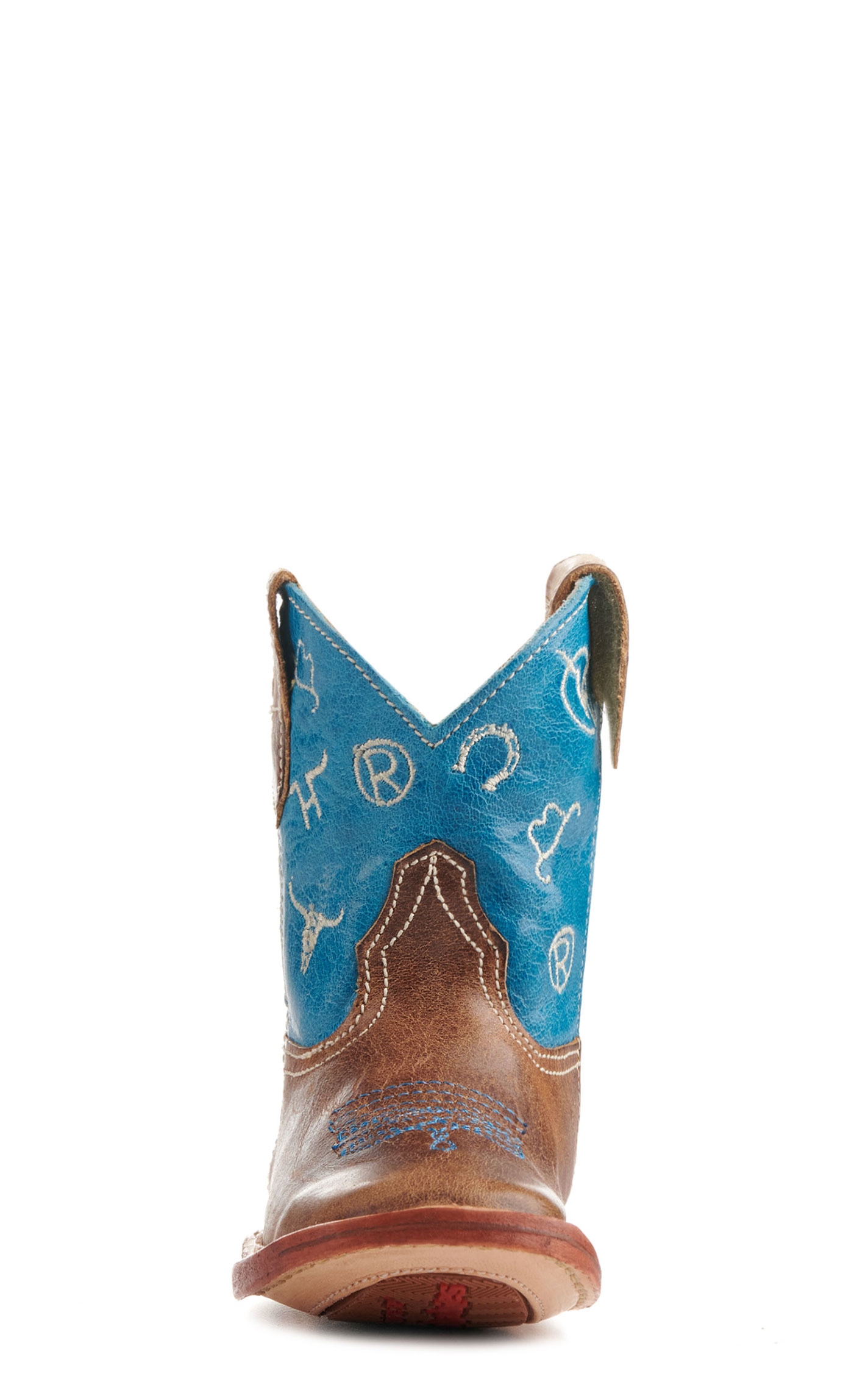 Roper Cowbabies Brown and Blue Brands Embroidery Square Toe Cowboy Boots - Image 1