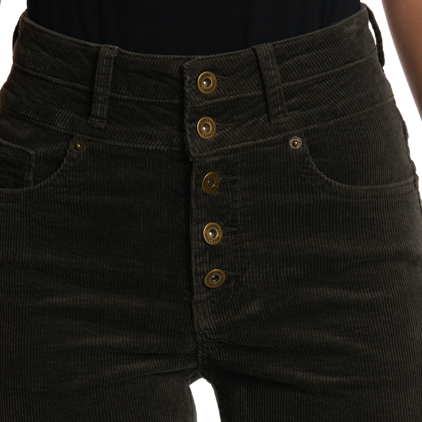 Mica Denim Dark Chocolate Corduroy Flare Leg Jeans - Image 1