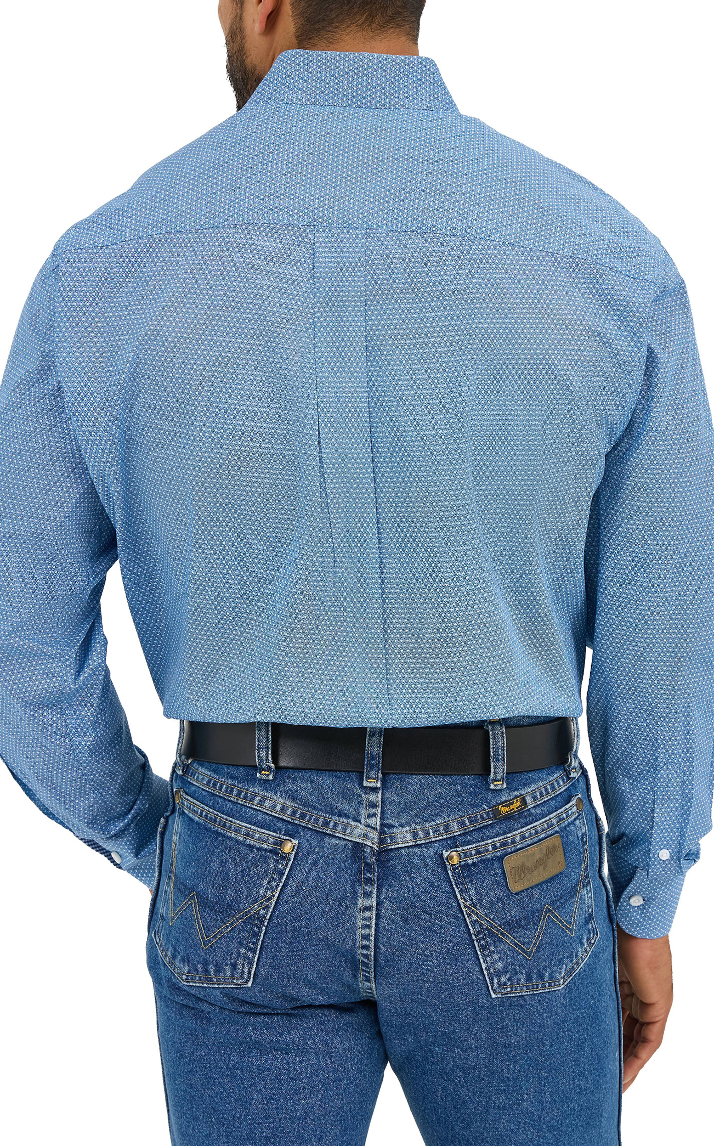 Wrangler Men's George Strait Blue Geo Print Long Sleeve Western Shirt - Image 1