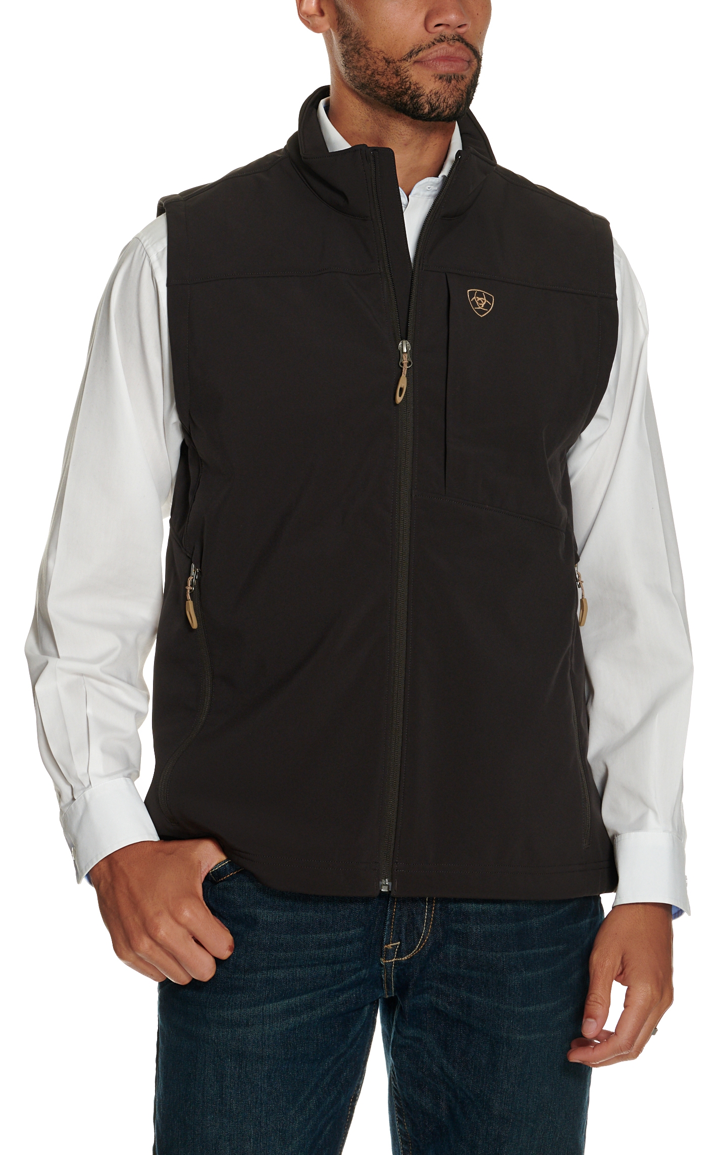 Ariat Men's Vernon Coffee Bean Softshell Vest - Image 1