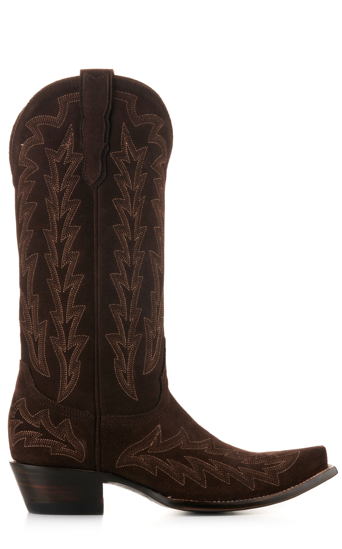 JRC & Sons Women’s McClain Chocolate Water-Resistant Suede Snip Toe Tall Cowboy Boots - Image 1