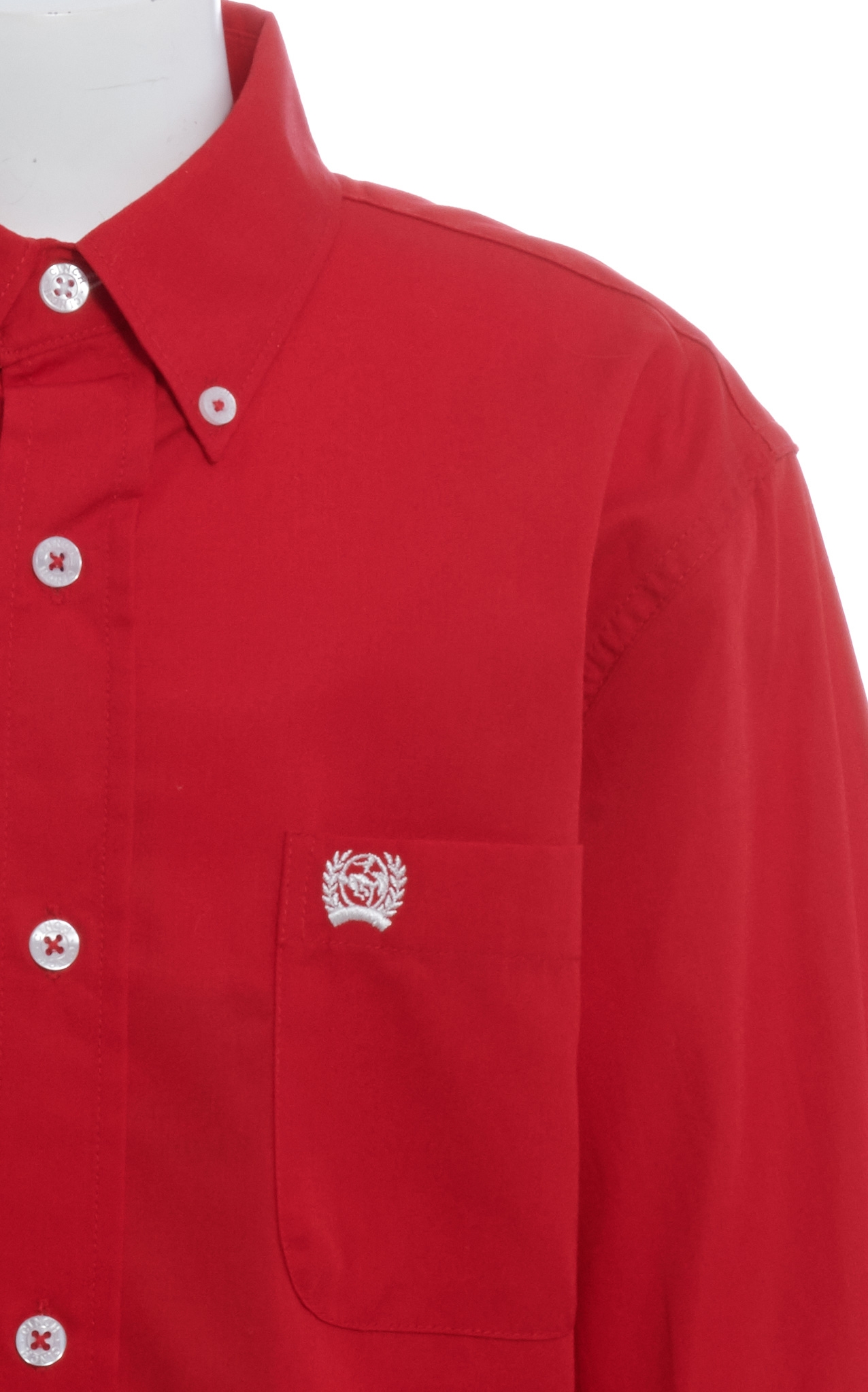 Cinch Boys' Solid Red Fine Weave Long Sleeve Western Shirt - Image 1