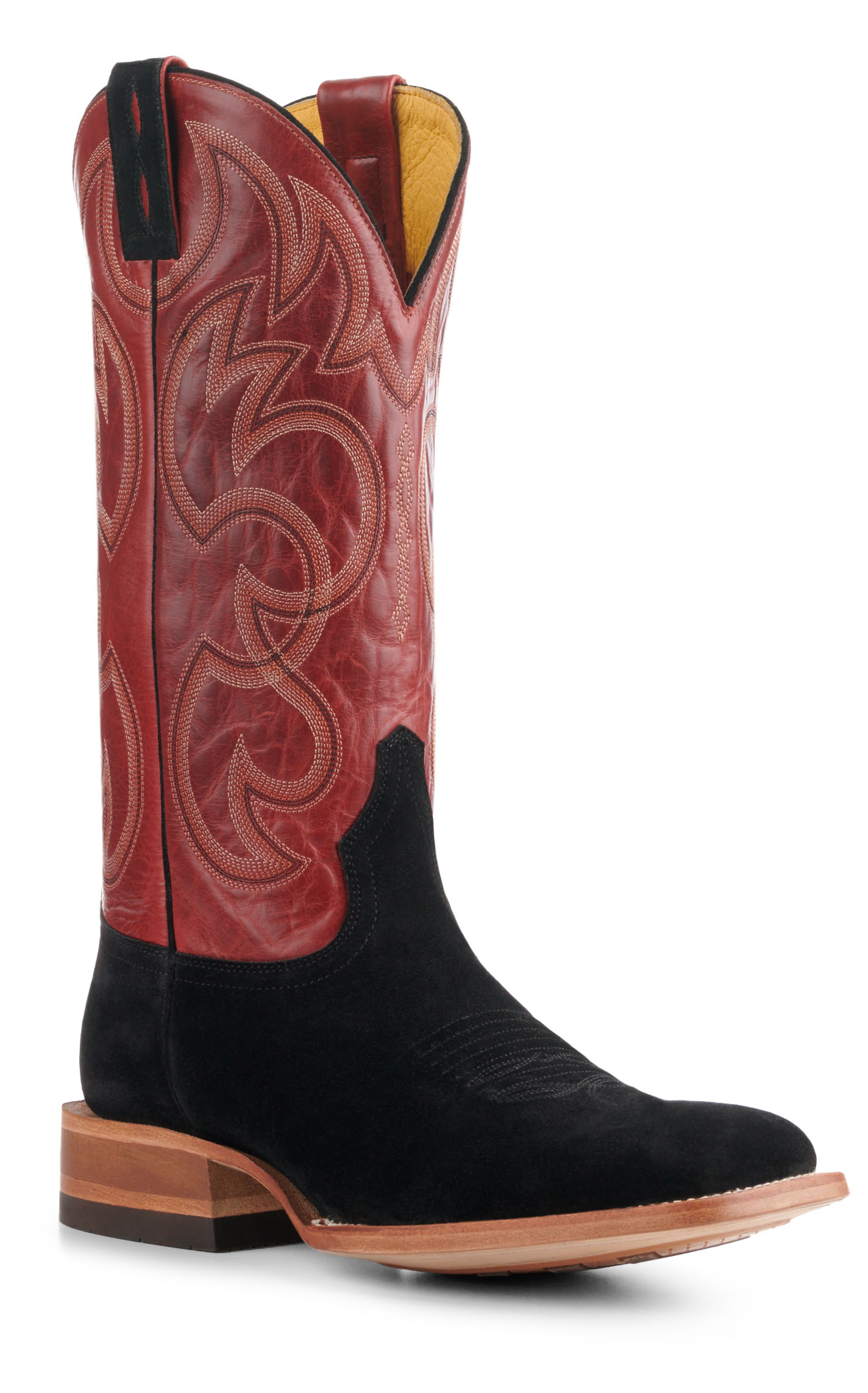 Cavender's Men's Endurance Red and Black Roughout Wide Square Toe Cowboy Boots - Image 1