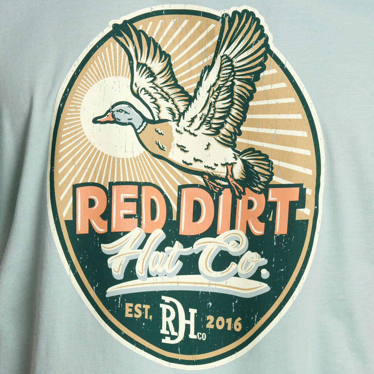 Red Dirt Hat Co. Men's Big Duck Energy Dusty Blue Graphic T-Shirt - Image 1