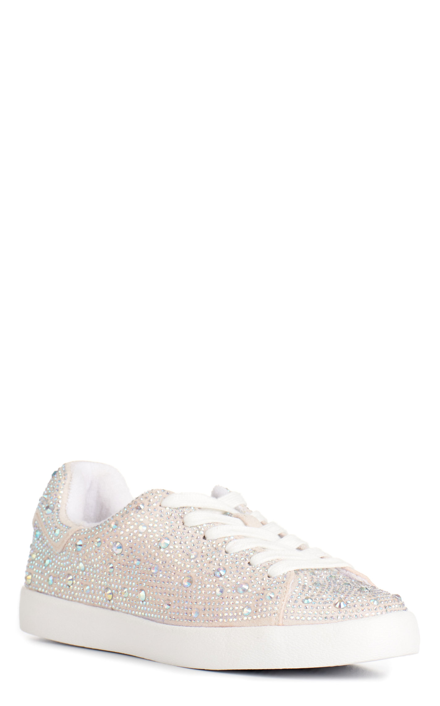 Very G Women's Cream Rhinestone Covered Casual Sneakers - Image 1