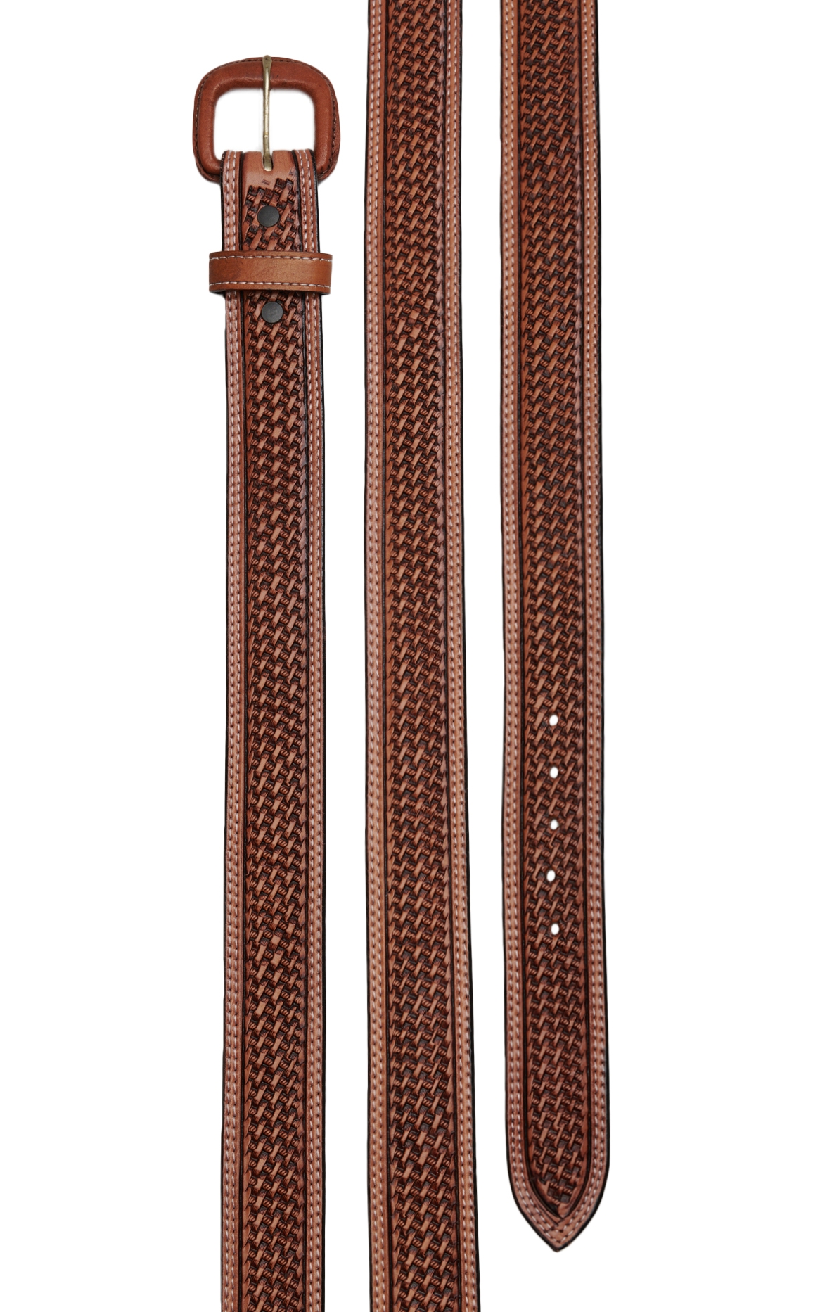 Vogt Men's Russet Brown Basket Weave Western Belt - Image 1