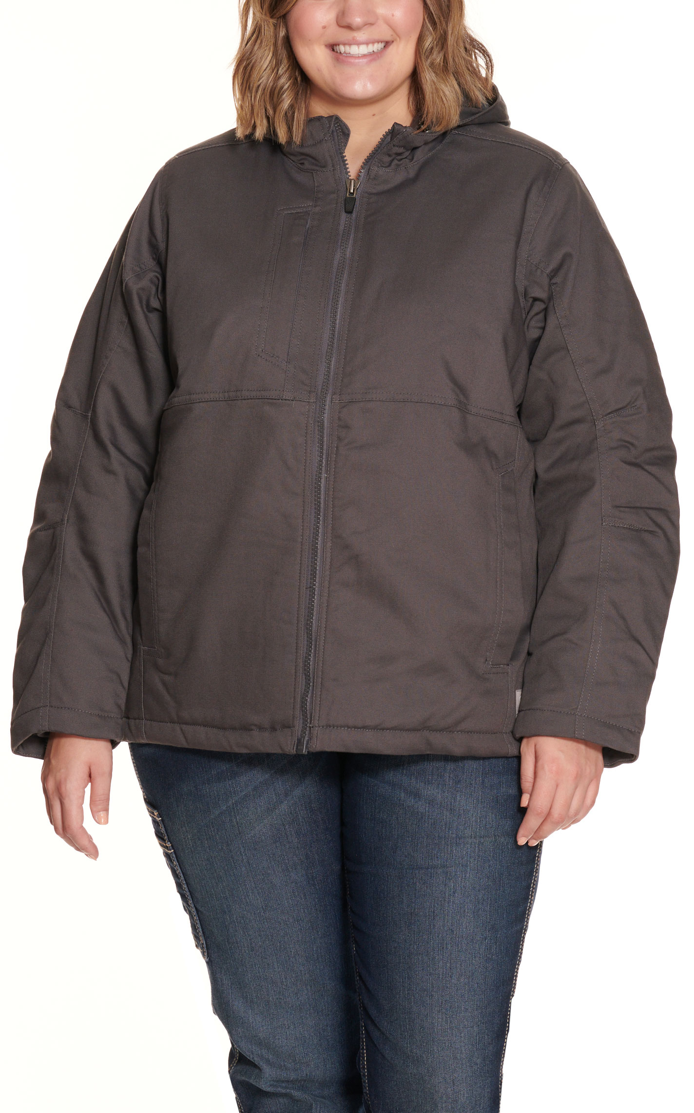Ariat Women's Rebar Gray DuraCanvas Insulated Hooded Jacket - Plus Sizes - Image 1