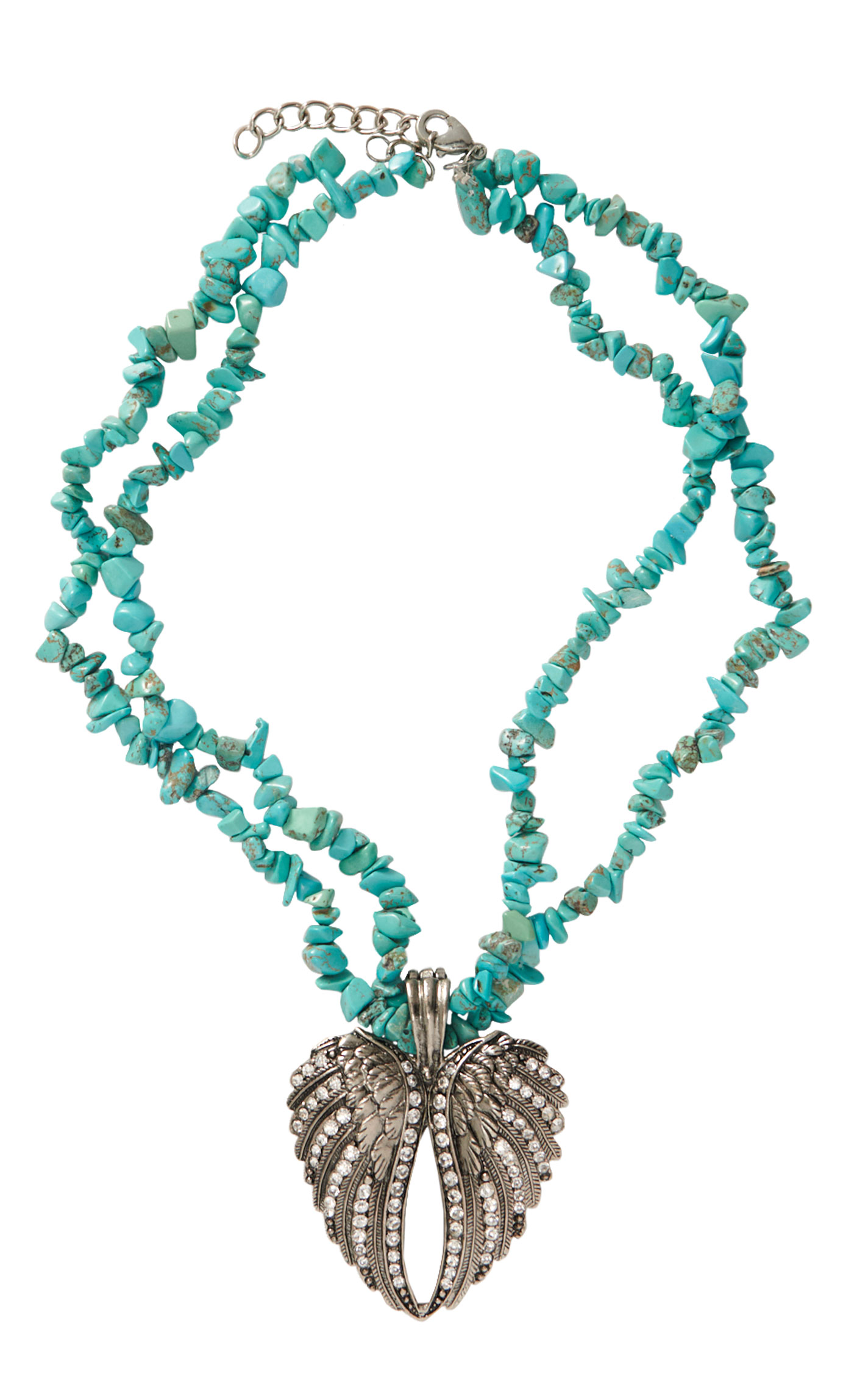 Rockin C Turquoise Rock Beaded 2 Strand Wings Necklace - Image 1