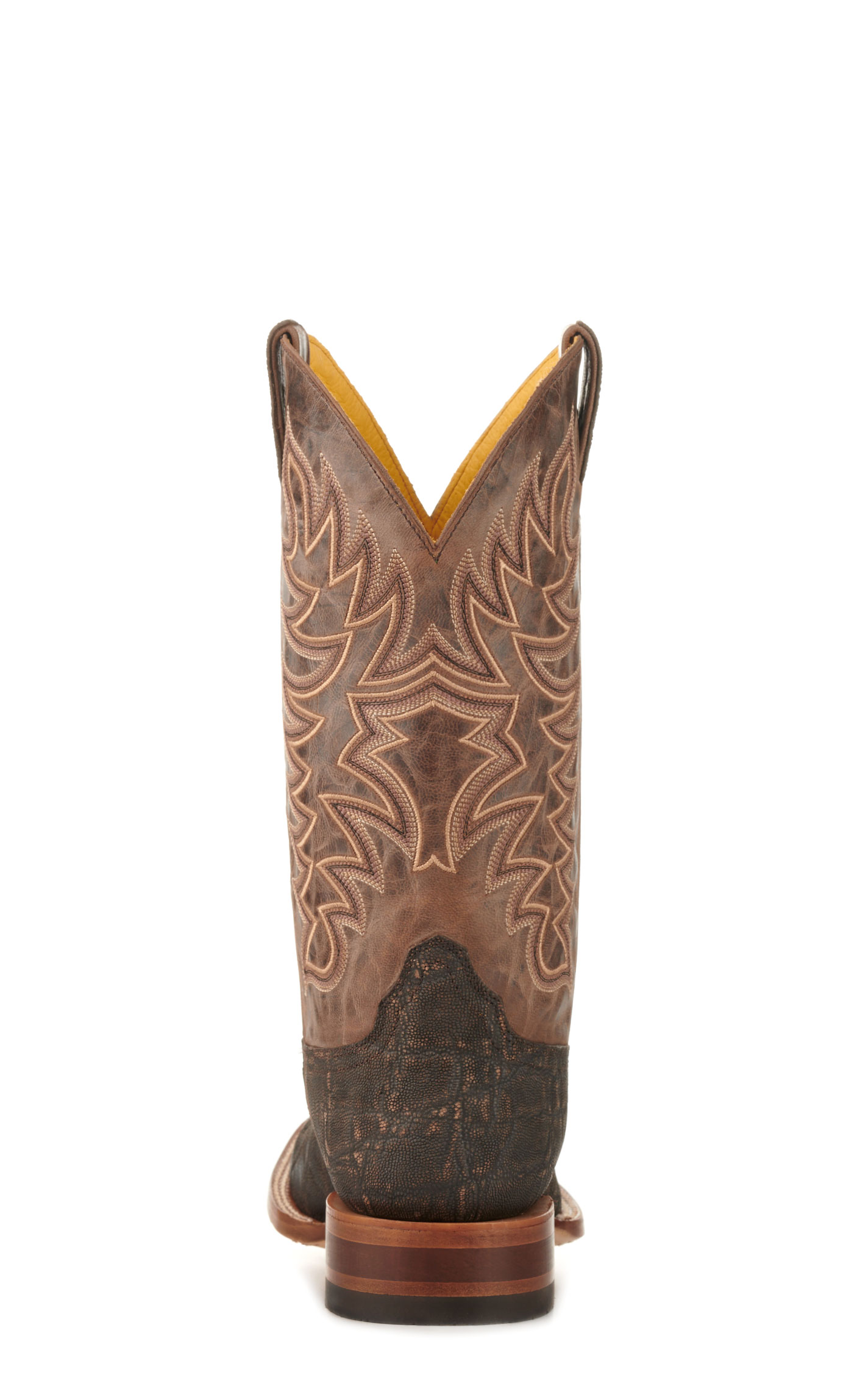 Cavender's Men's Endurance Chocolate and Dark Brown Elephant Wide Square Toe Exotic Cowboy Boots - Image 1