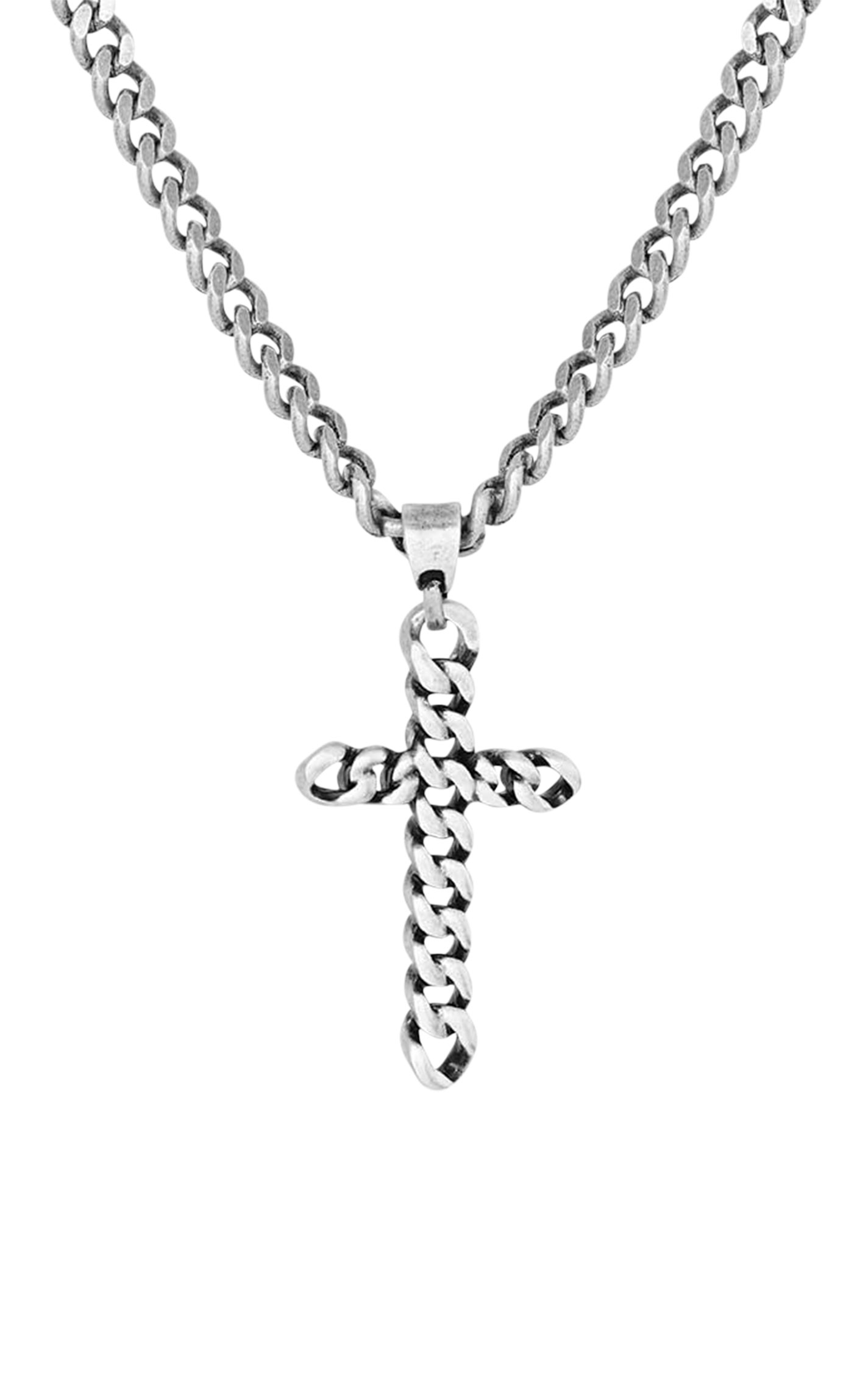 Montana Silversmiths Silver Braided Cross & Chain Necklace - Image 2