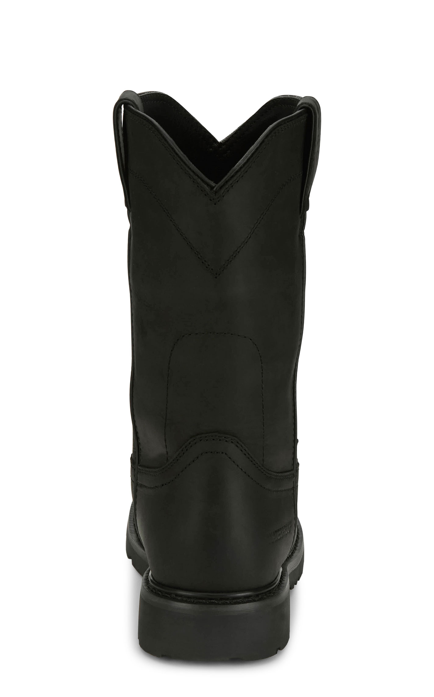 Justin Men's Black Waterproof Round Steel Toe Work Boots - Image 1