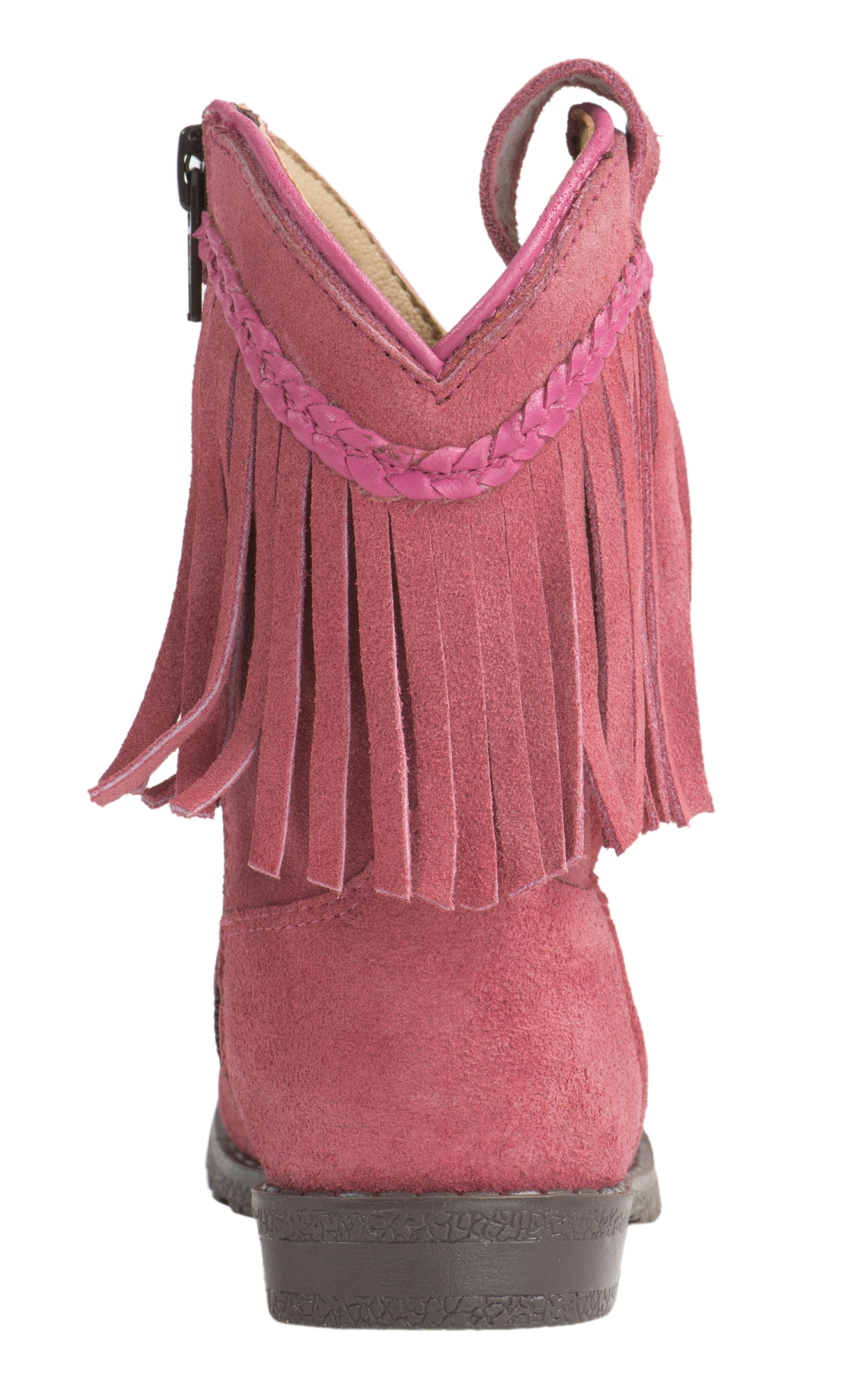 Smoky Mountain Toddler Pink Suede with Fringe Round Toe Cowboy Boots - Image 1