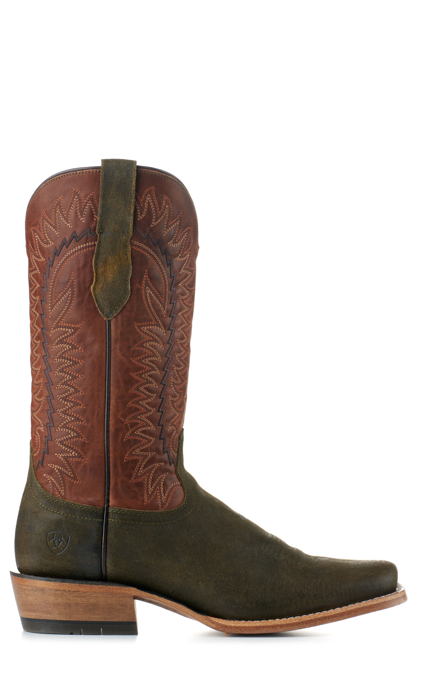 Ariat Men's Futurity Time Copper Crunch and Olive Roughout TekStep Punchy Square Toe Cowboy Boots - Image 1