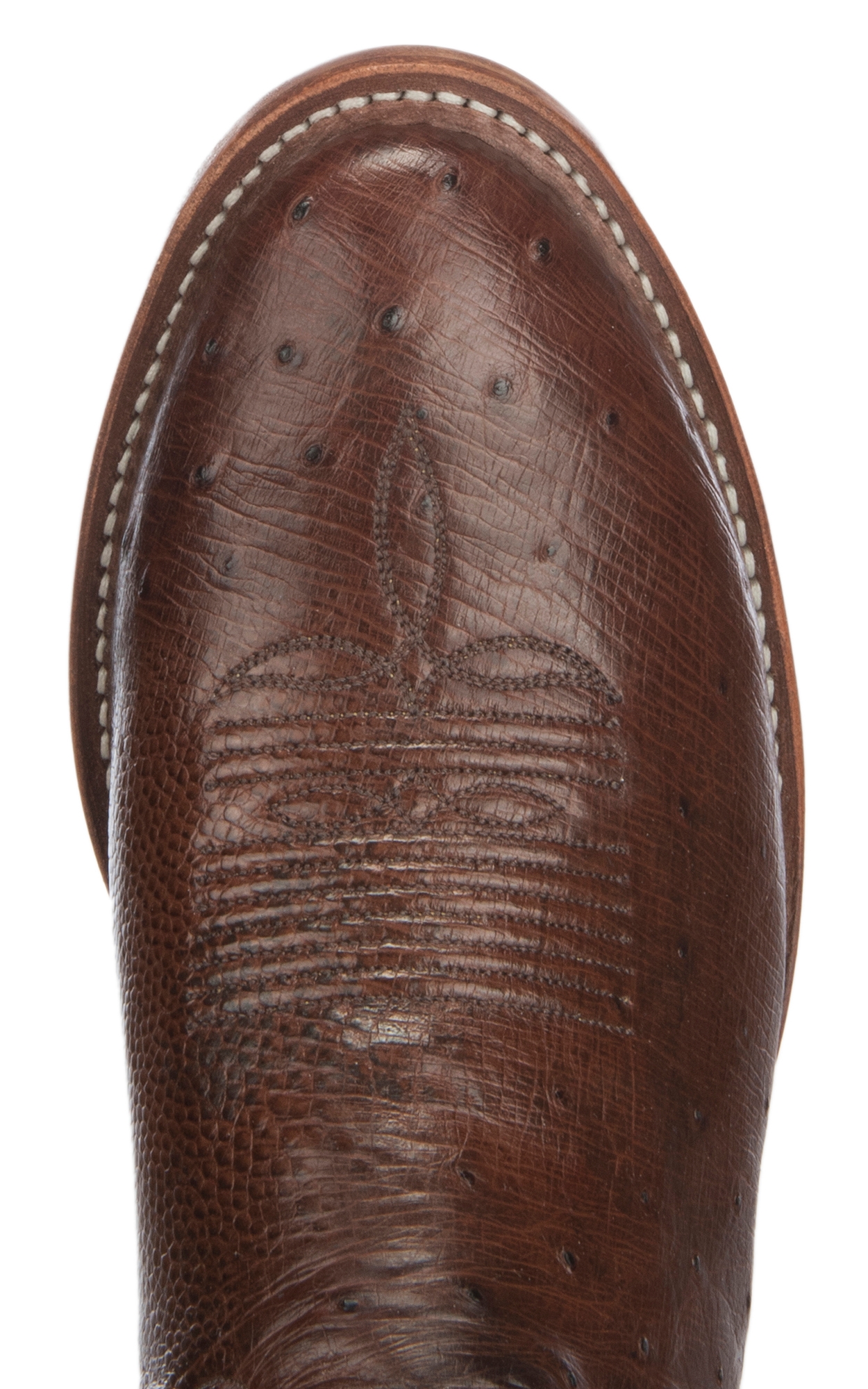 Tony Lama Men's Kango Tobacco Smooth Ostrich Round Toe Exotic Cowboy Boots - Image 1